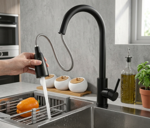 Смеситель для кухни с выдвижной лейкой (фото)