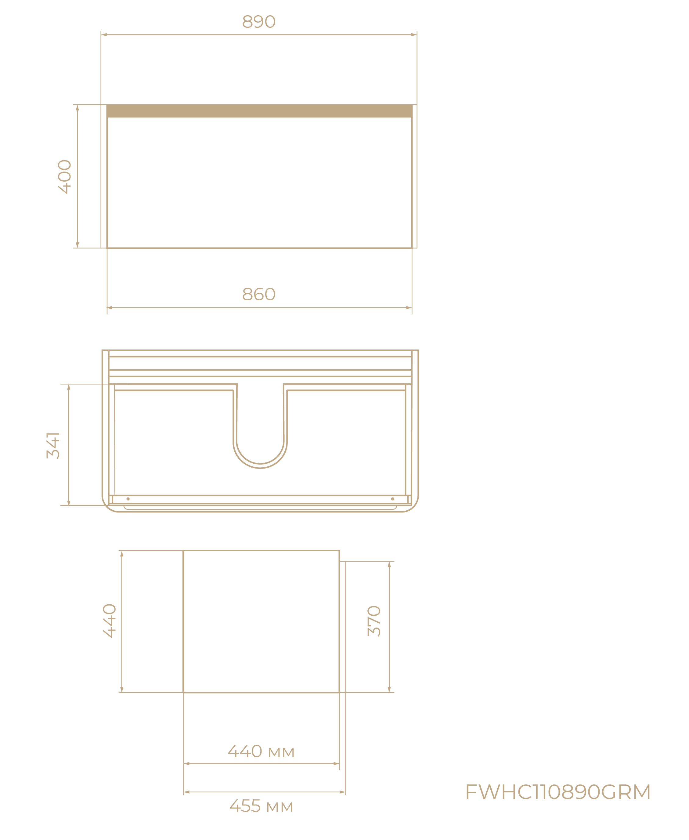 FWHC110890GRM, Grace, подвесная, 89 см, Графит матовый