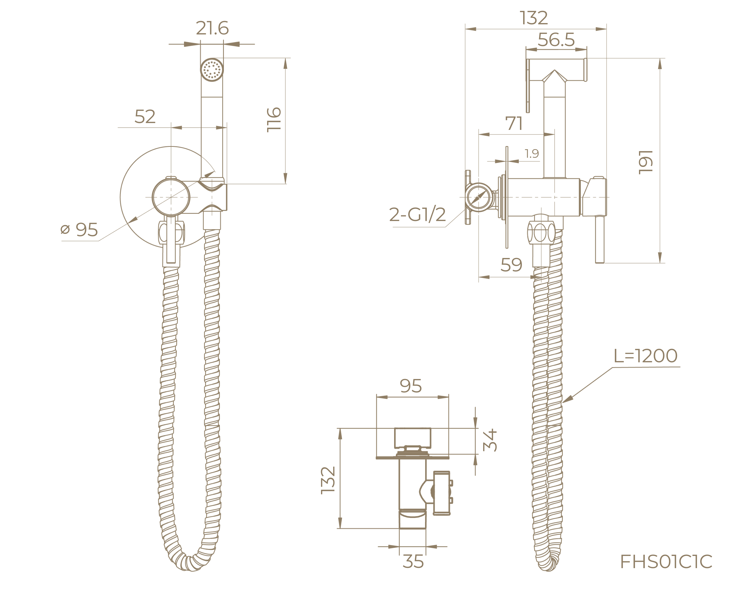 Смеситель с гигиеническим душем FHS01C1C