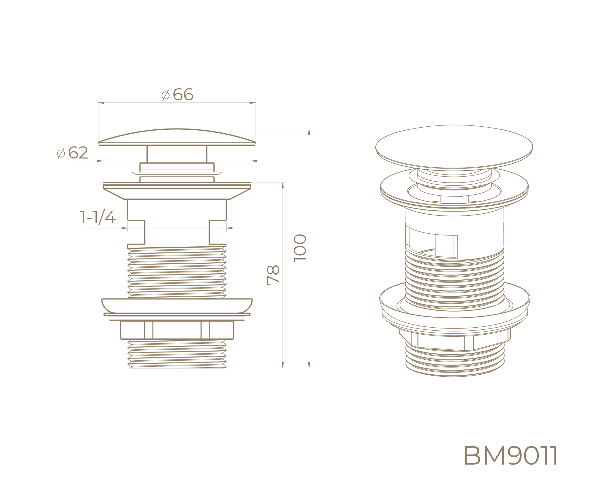 Донный клапан с переливом BM9011RB