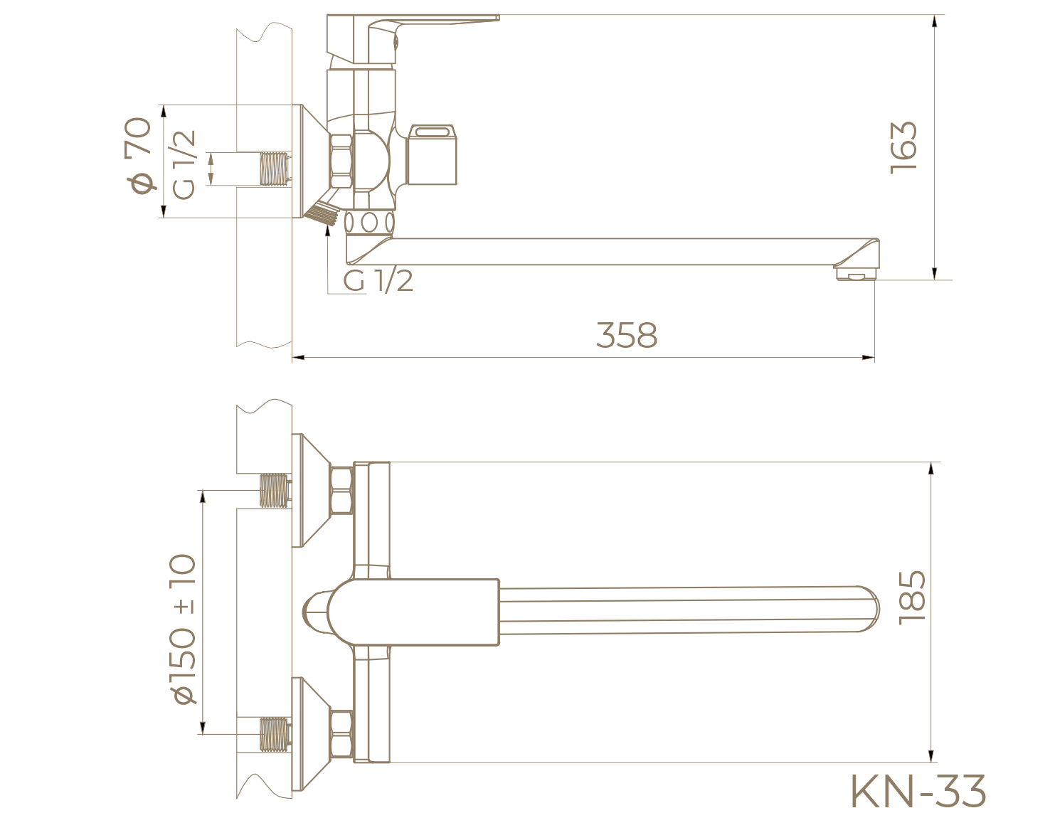 Смеситель для ванны с душем KN-33