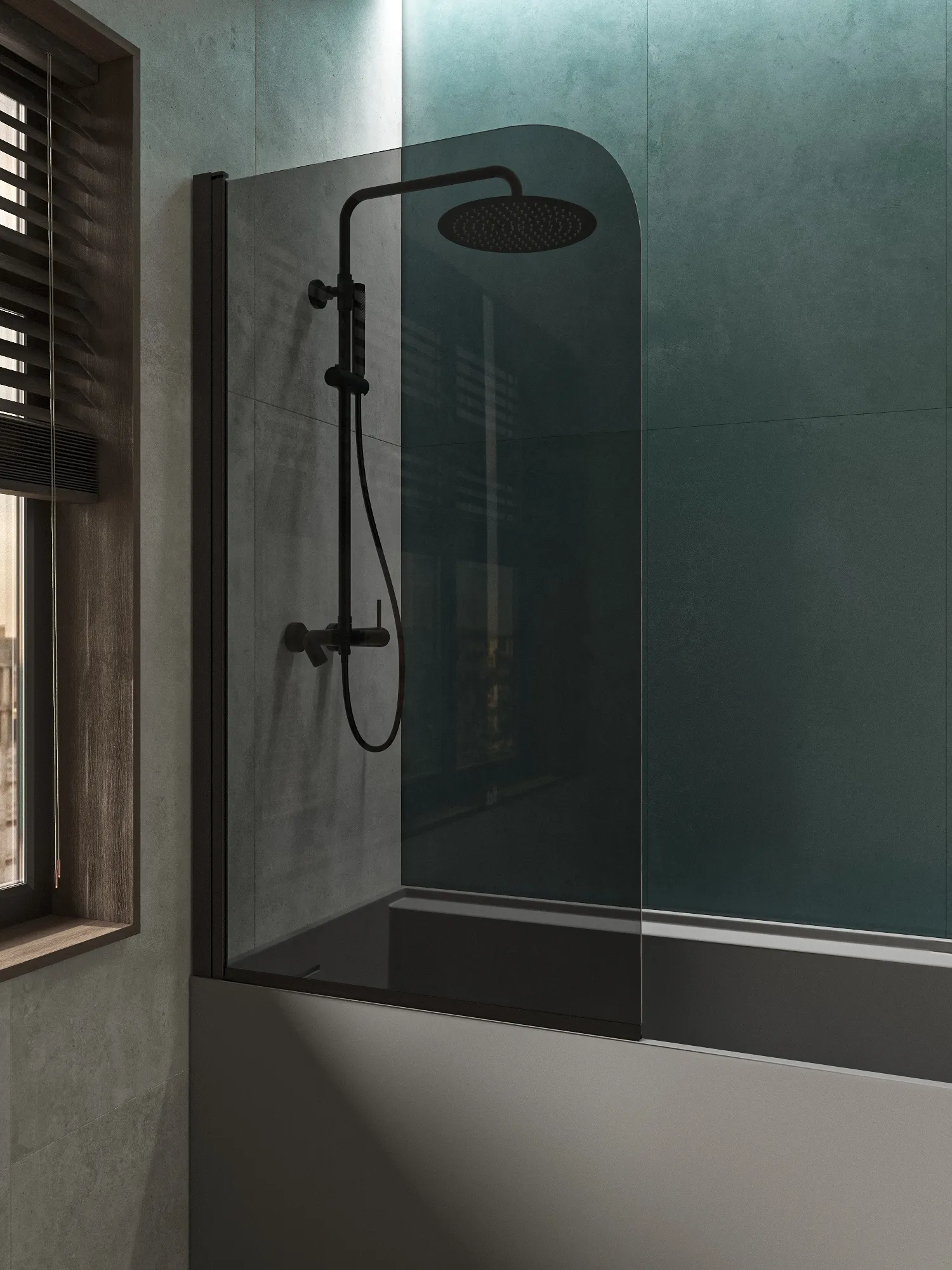 Штора стеклянная на ванну BS080TG0BL