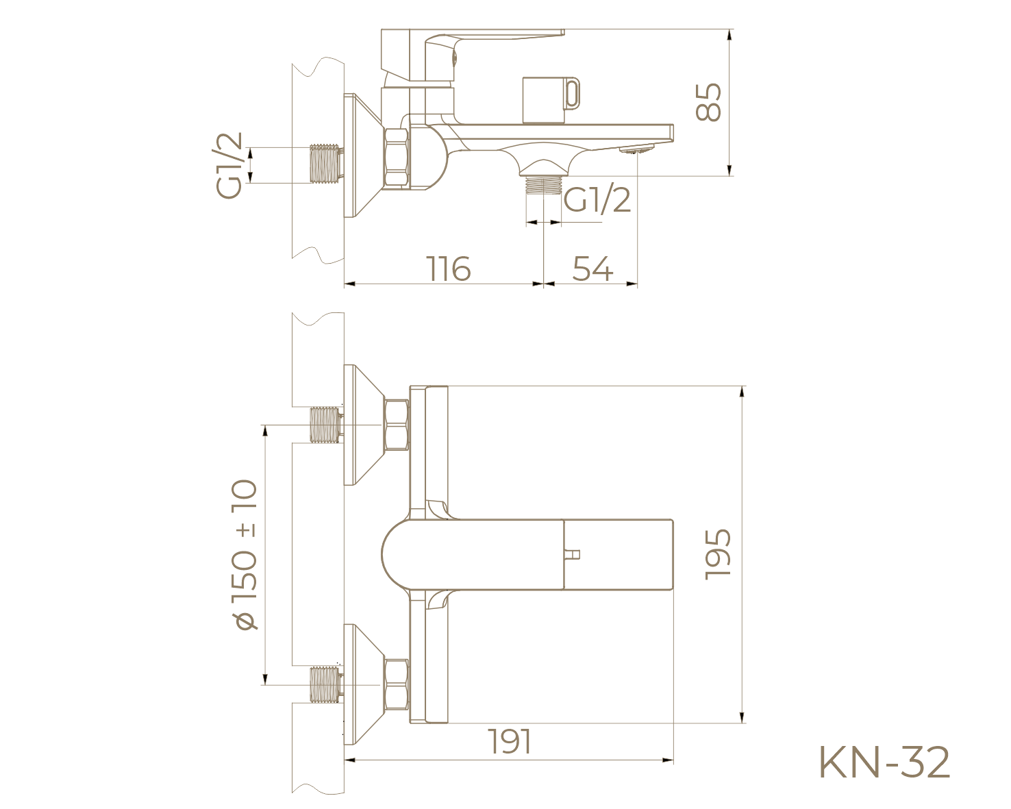 Смеситель для ванны с душем KN-32