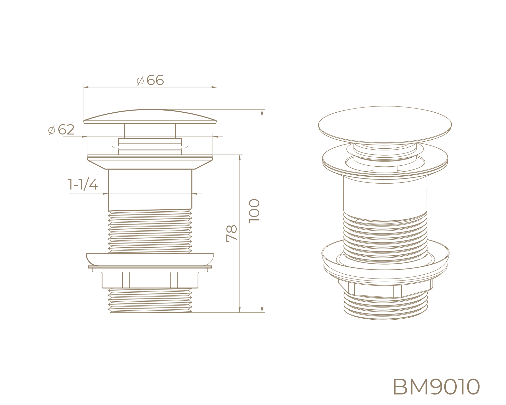Донный клапан без перелива BM9010BL