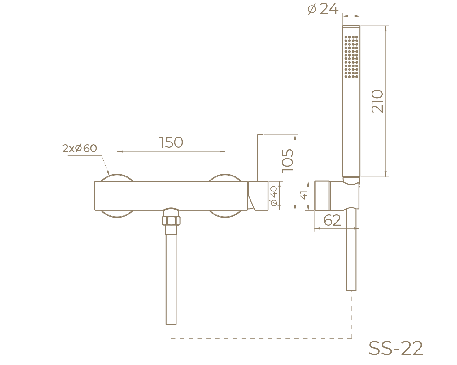 Смеситель для ванны с душем SS-22/BL