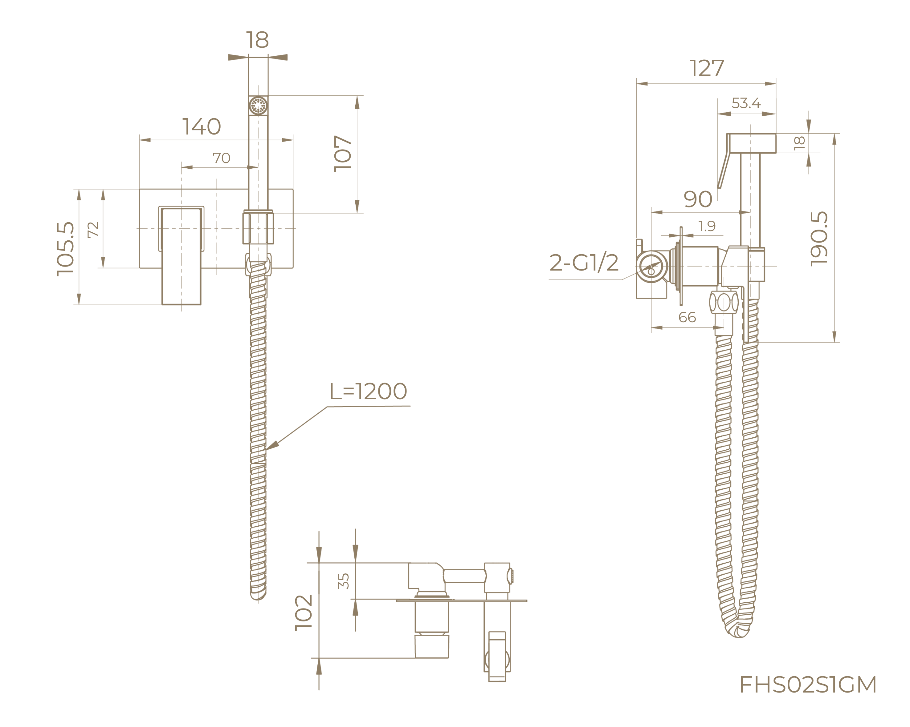 Смеситель с гигиеническим душем FHS02S1GM
