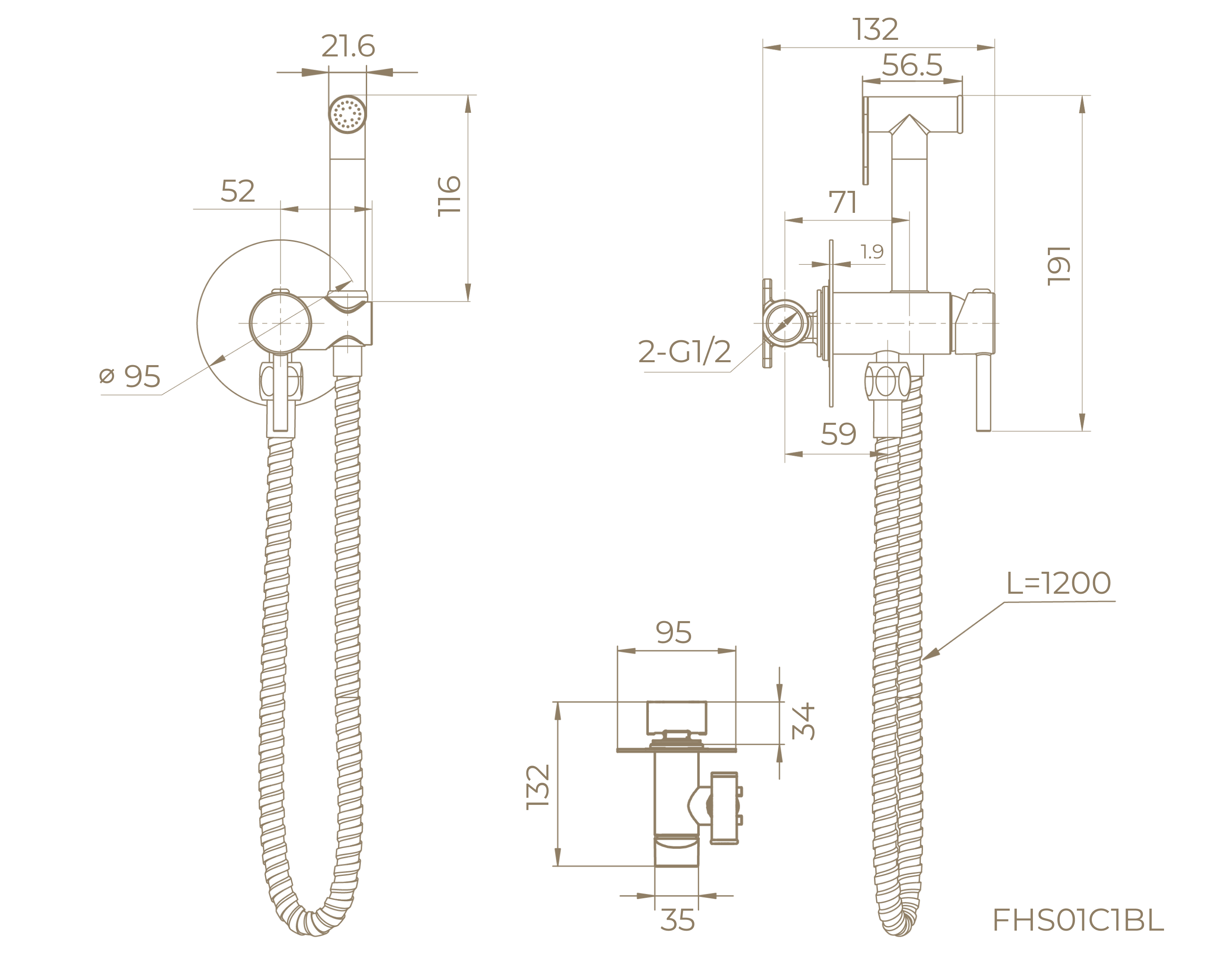 Смеситель с гигиеническим душем FHS01C1BL