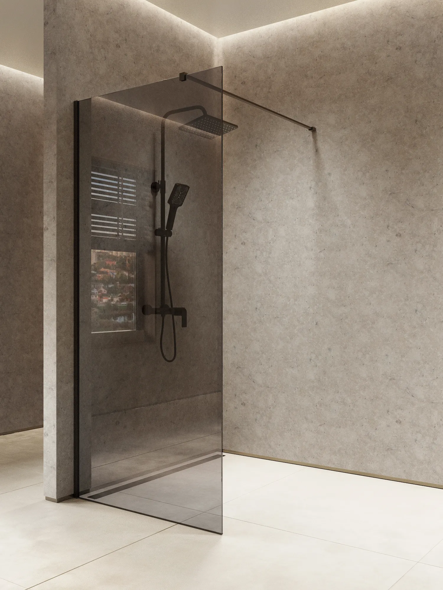 Перегородка душевая Walk In WI090TG0BL