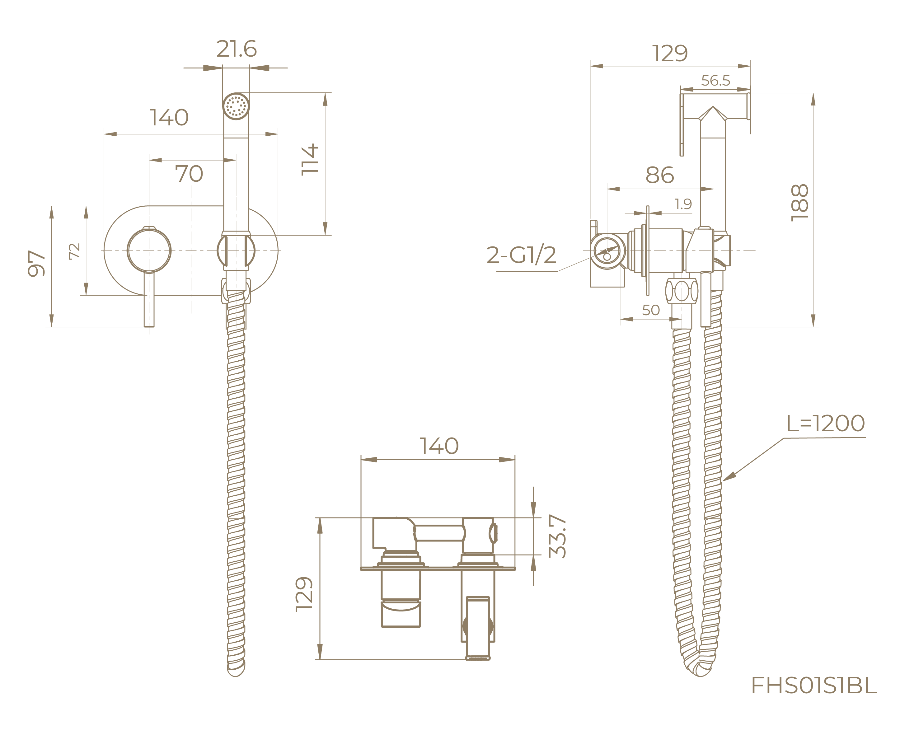 Смеситель с гигиеническим душем FHS01S1BL