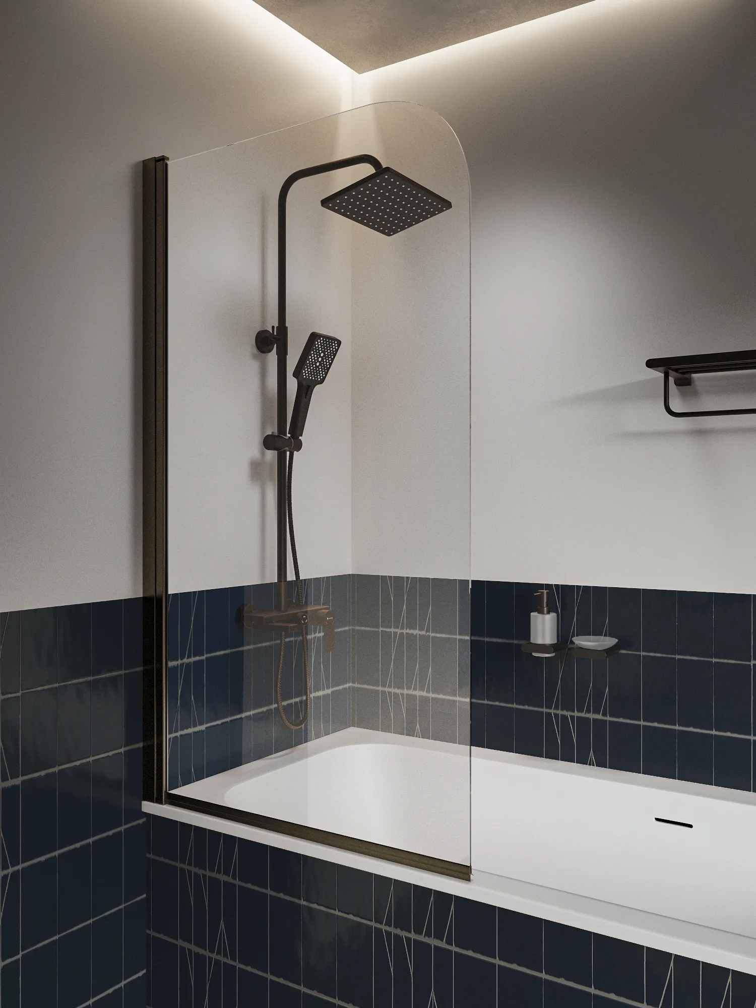 Штора стеклянная на ванну BS080CG0BL