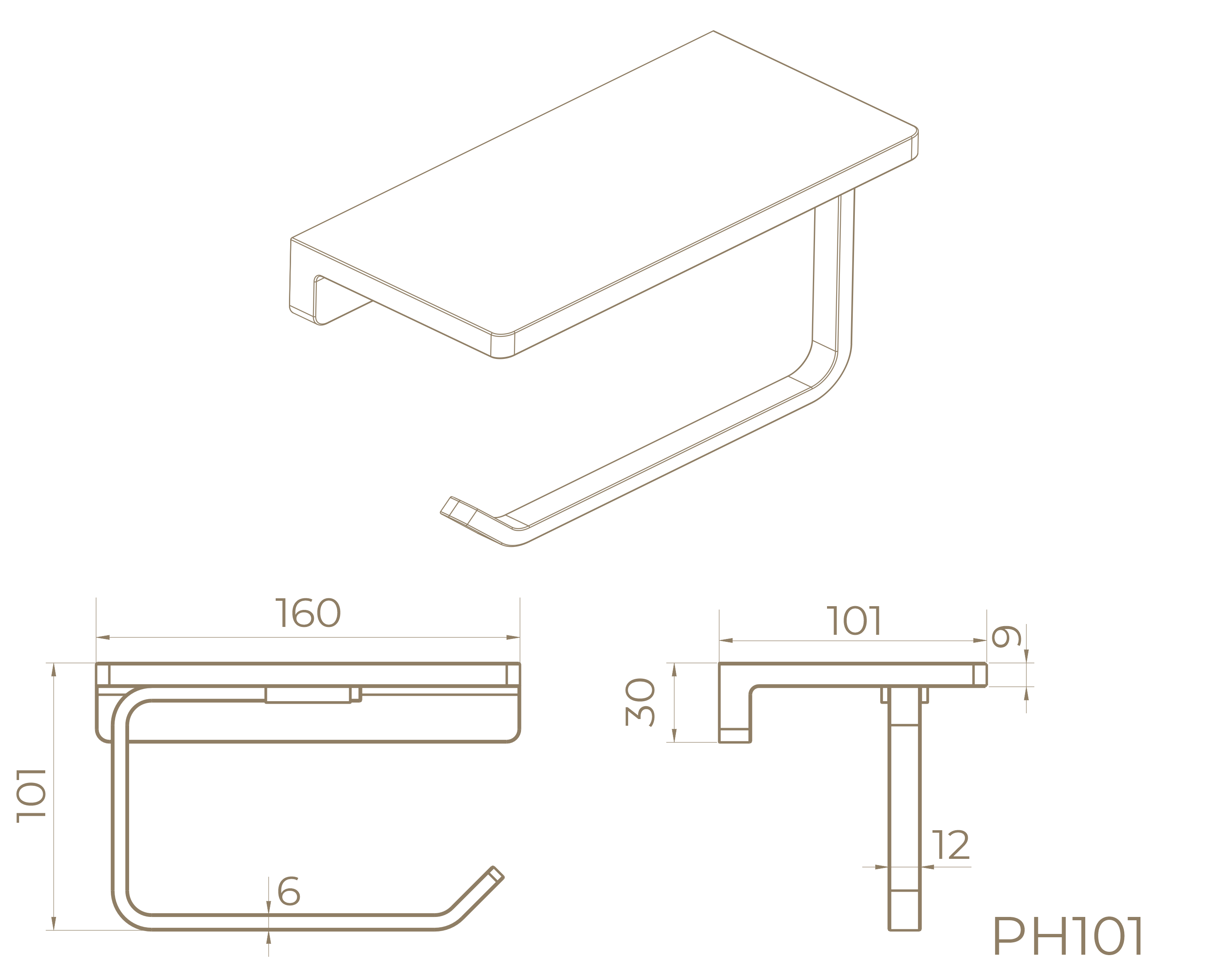 Держатель для туалетной бумаги PH101RB