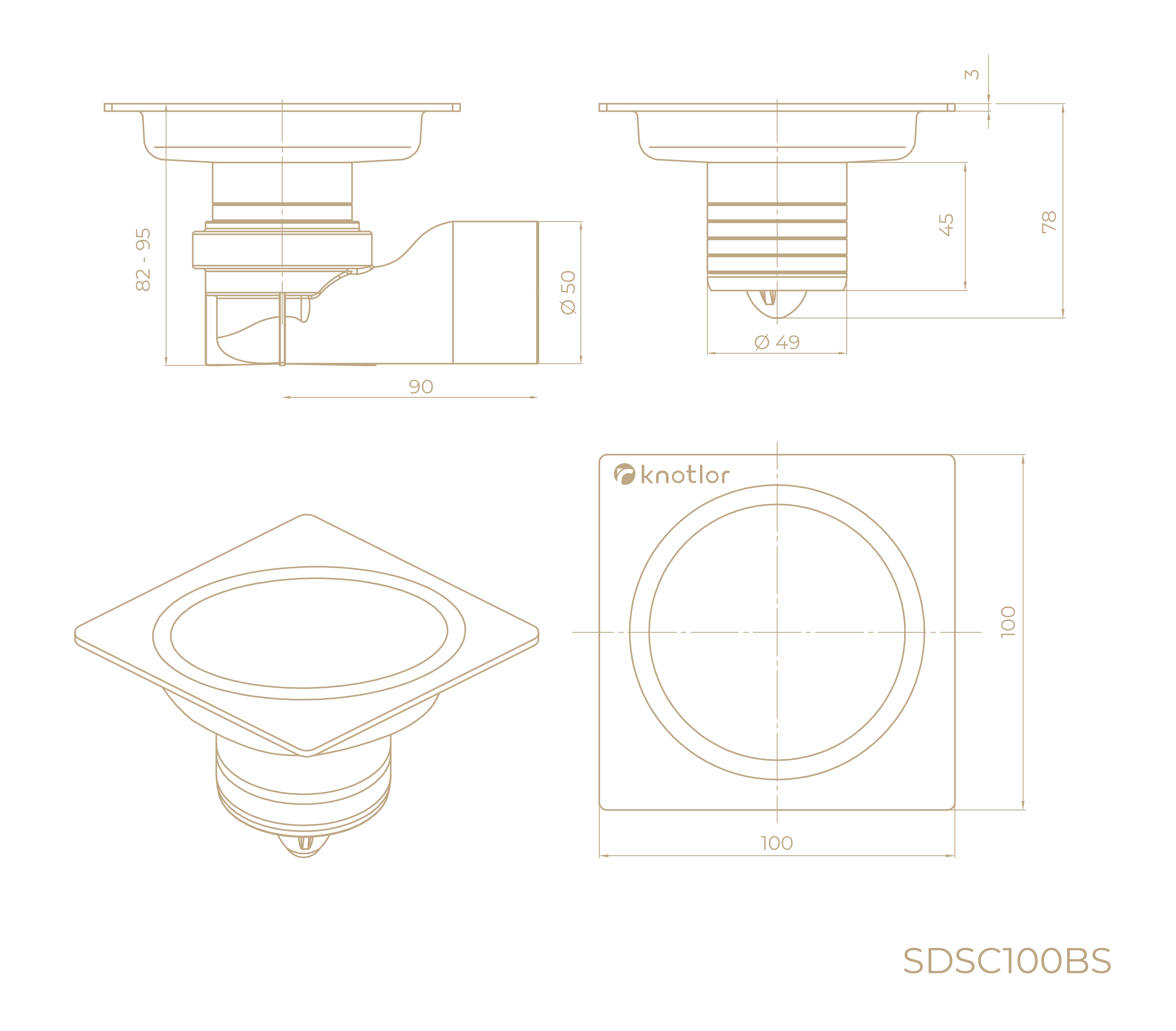 Трап для душа точечный SDSC100BS