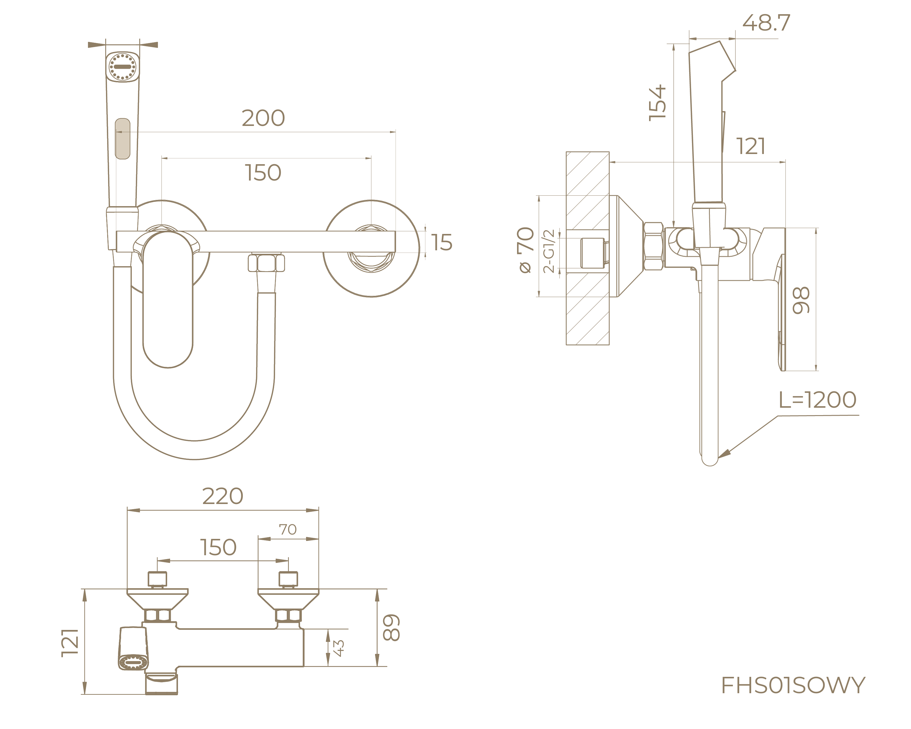 Смеситель с гигиеническим душем FHS01S0WY