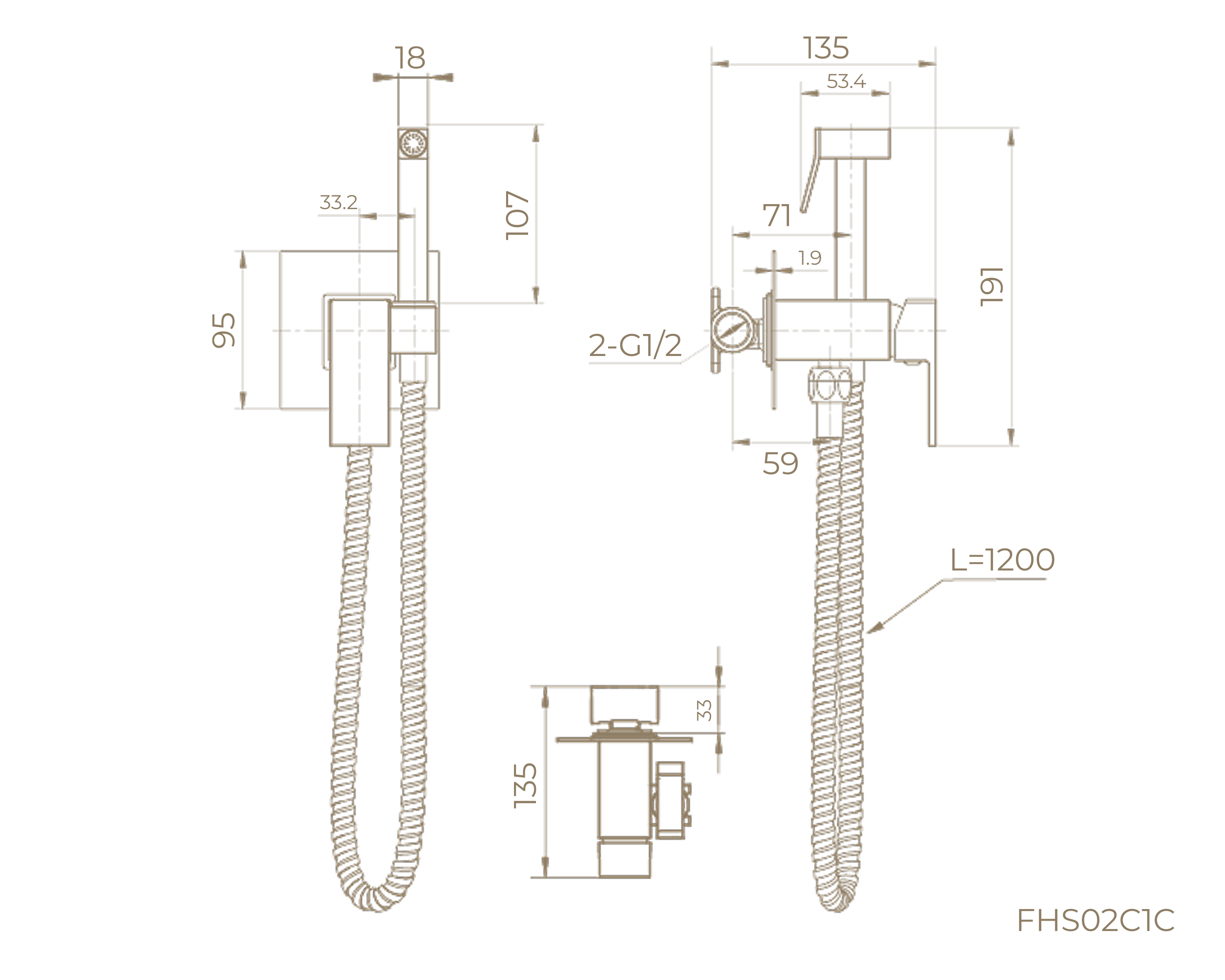 Смеситель с гигиеническим душем FHS02C1C