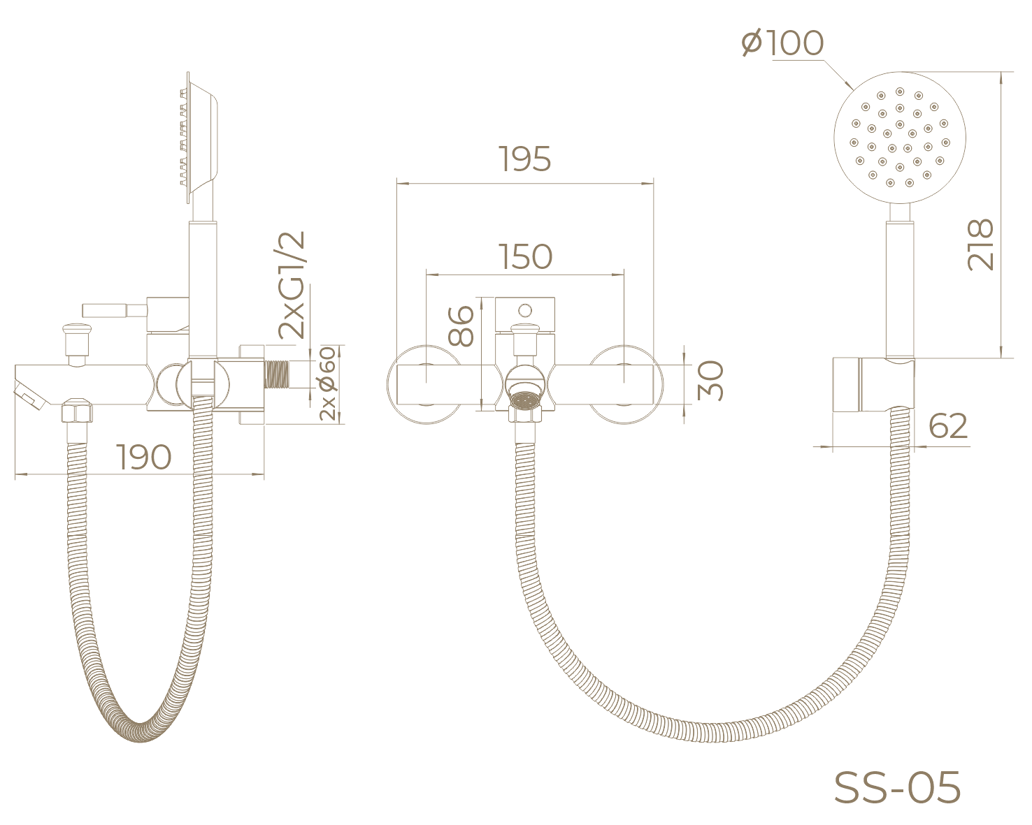 Смеситель для ванны с душем SS-05