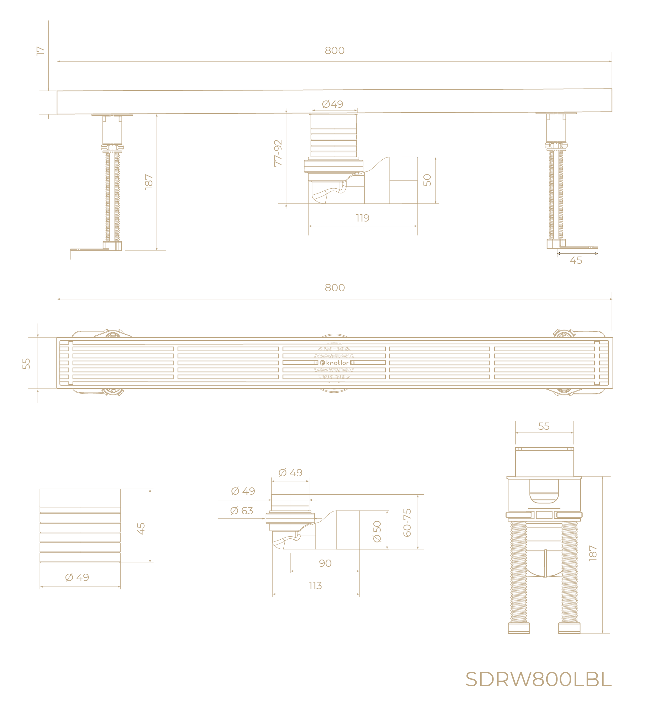 Трап для душа линейный SDRW0800LBL