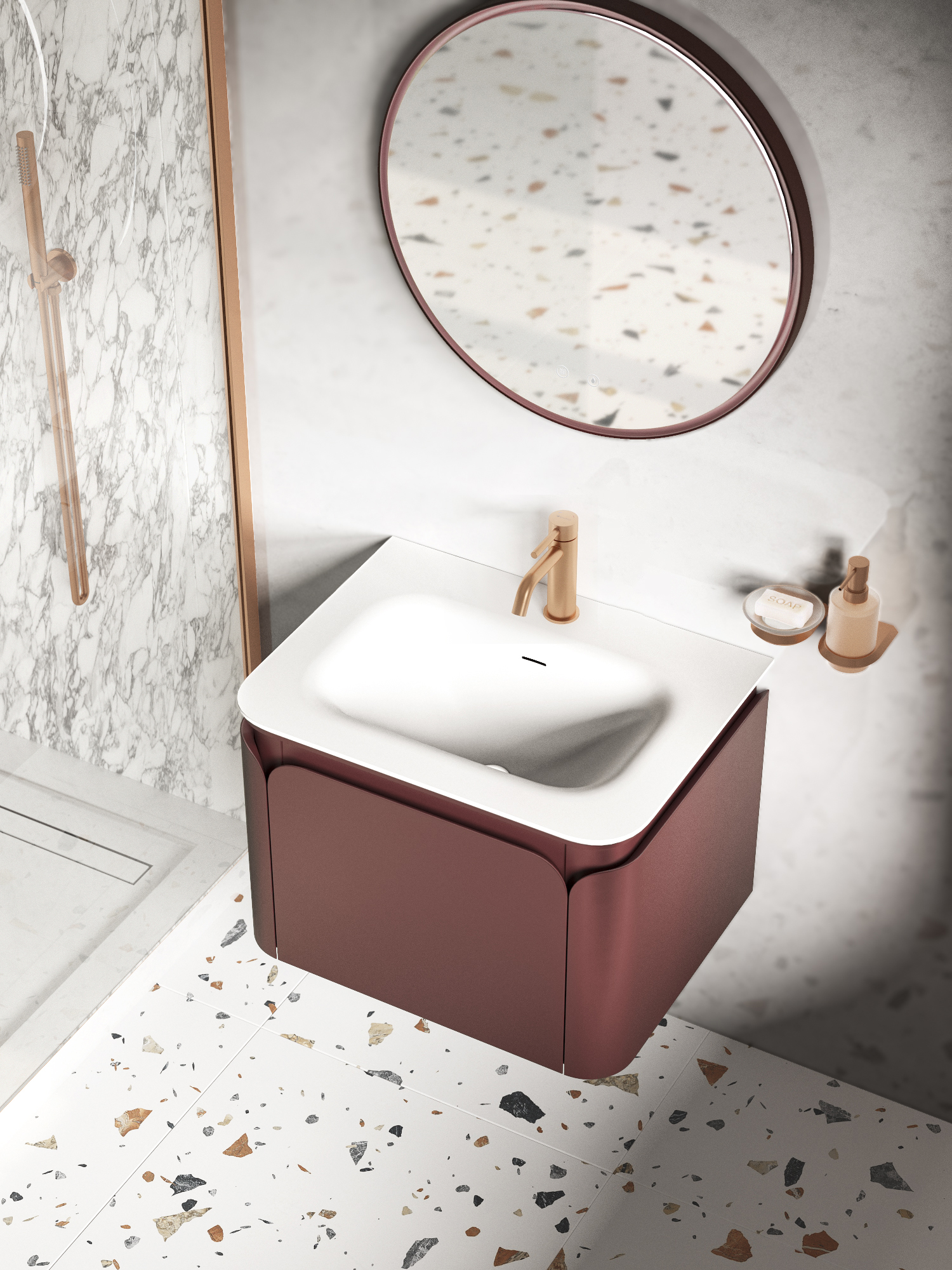 FWB310600WY, Bloom, 60 см, встраиваемая, искуственный камень, Белая матовая