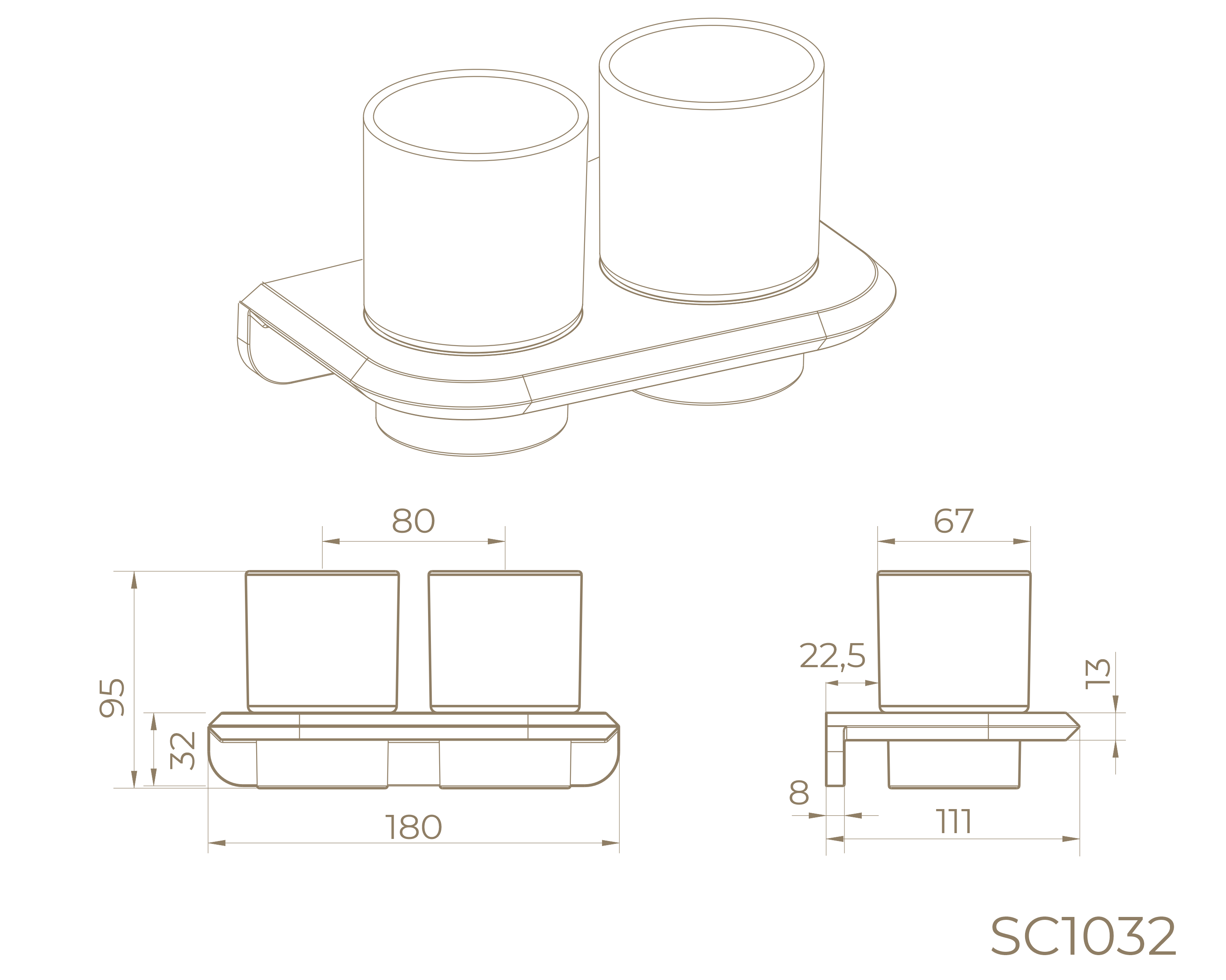 Стакан двойной с держателем  SC1032GM