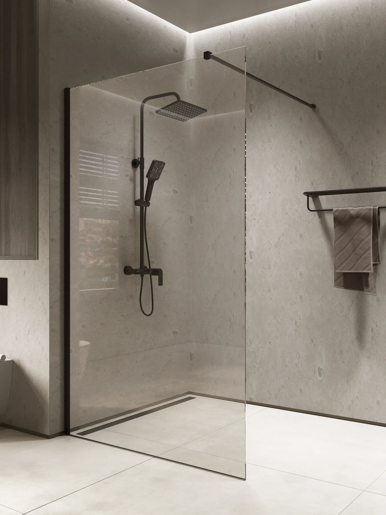 Перегородка душевая Walk In WI120CG0BL