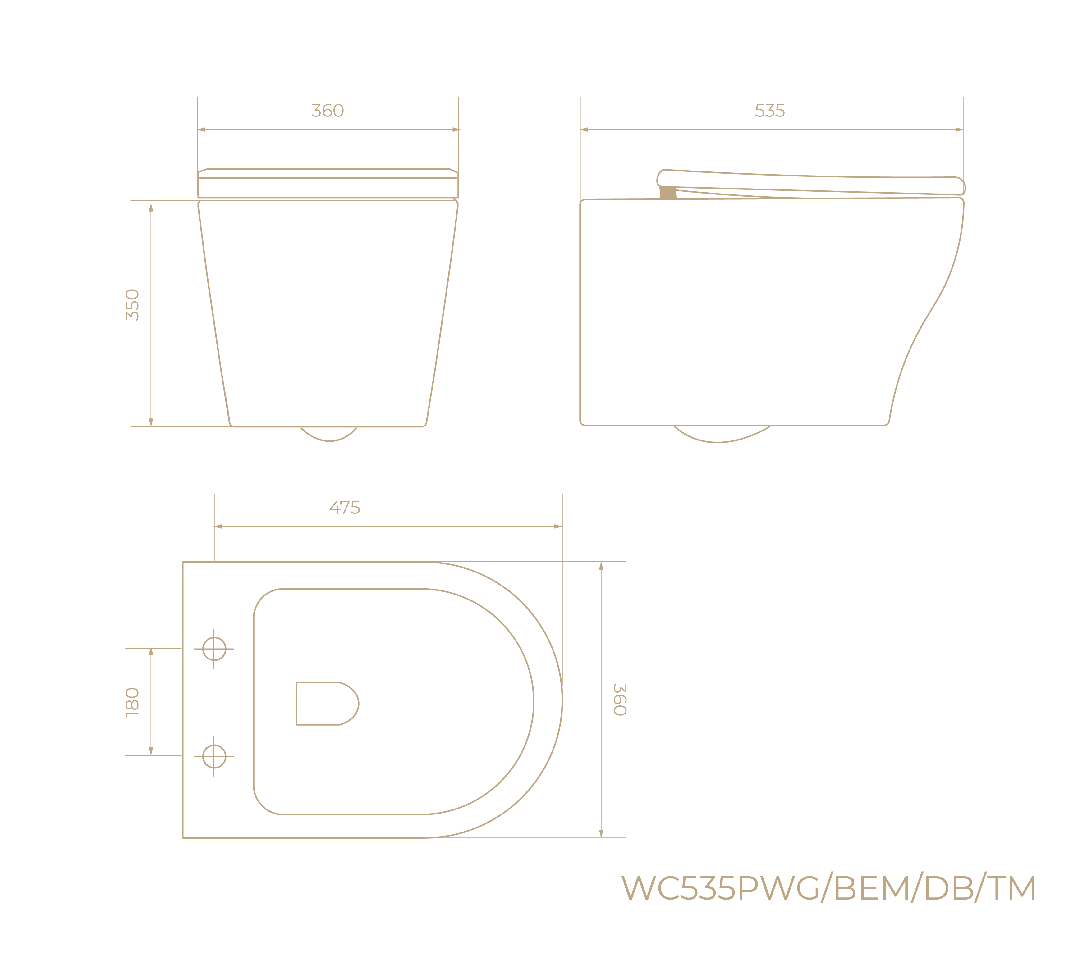 Подвесной унитаз СИНТЕЗ WC535PBEM, сланцевый матовый