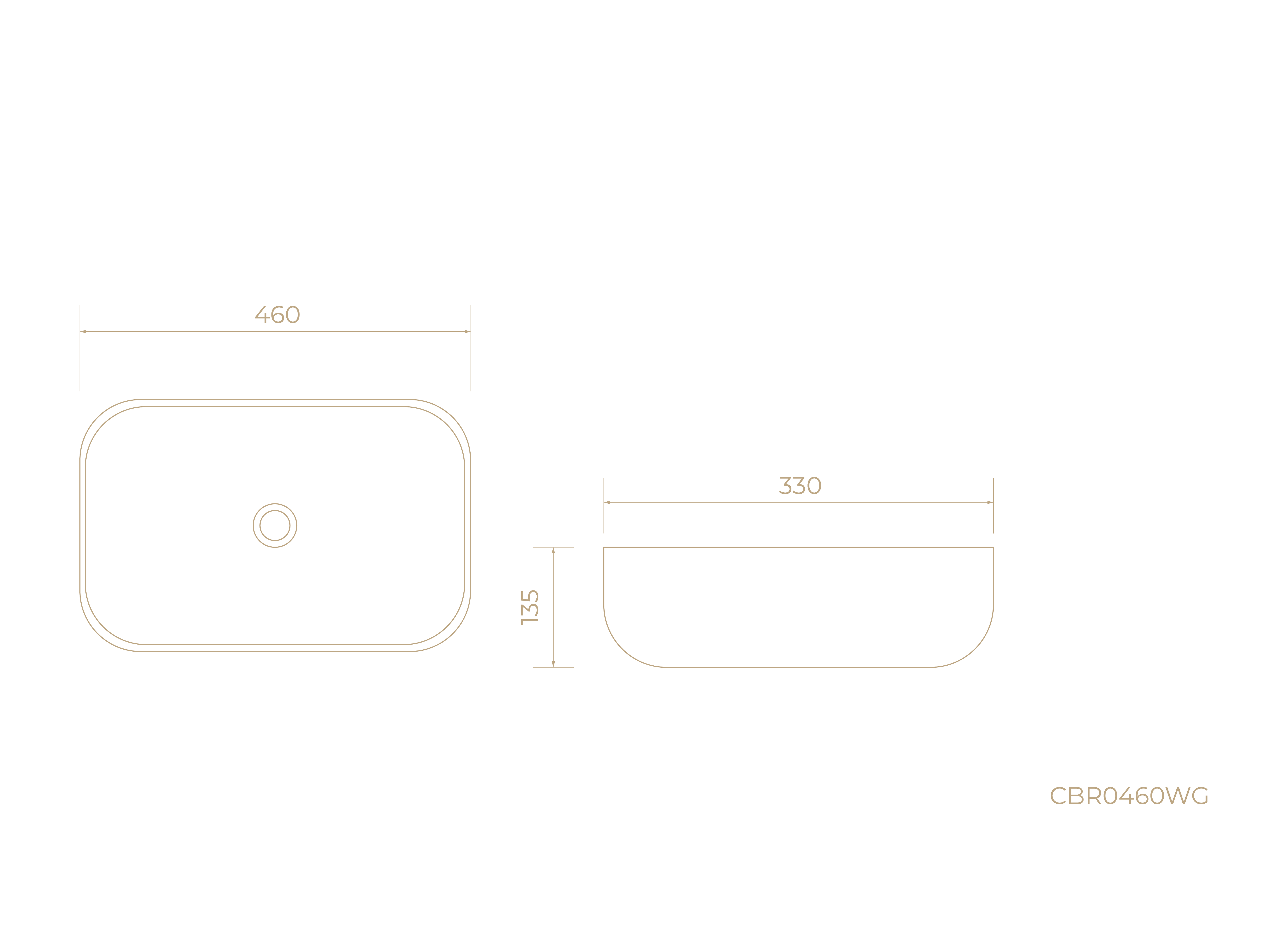Накладная раковина CBR0460WG