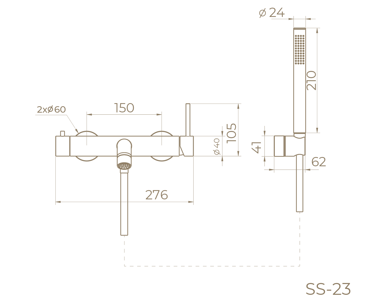Смеситель для ванны с душем SS-23/BL