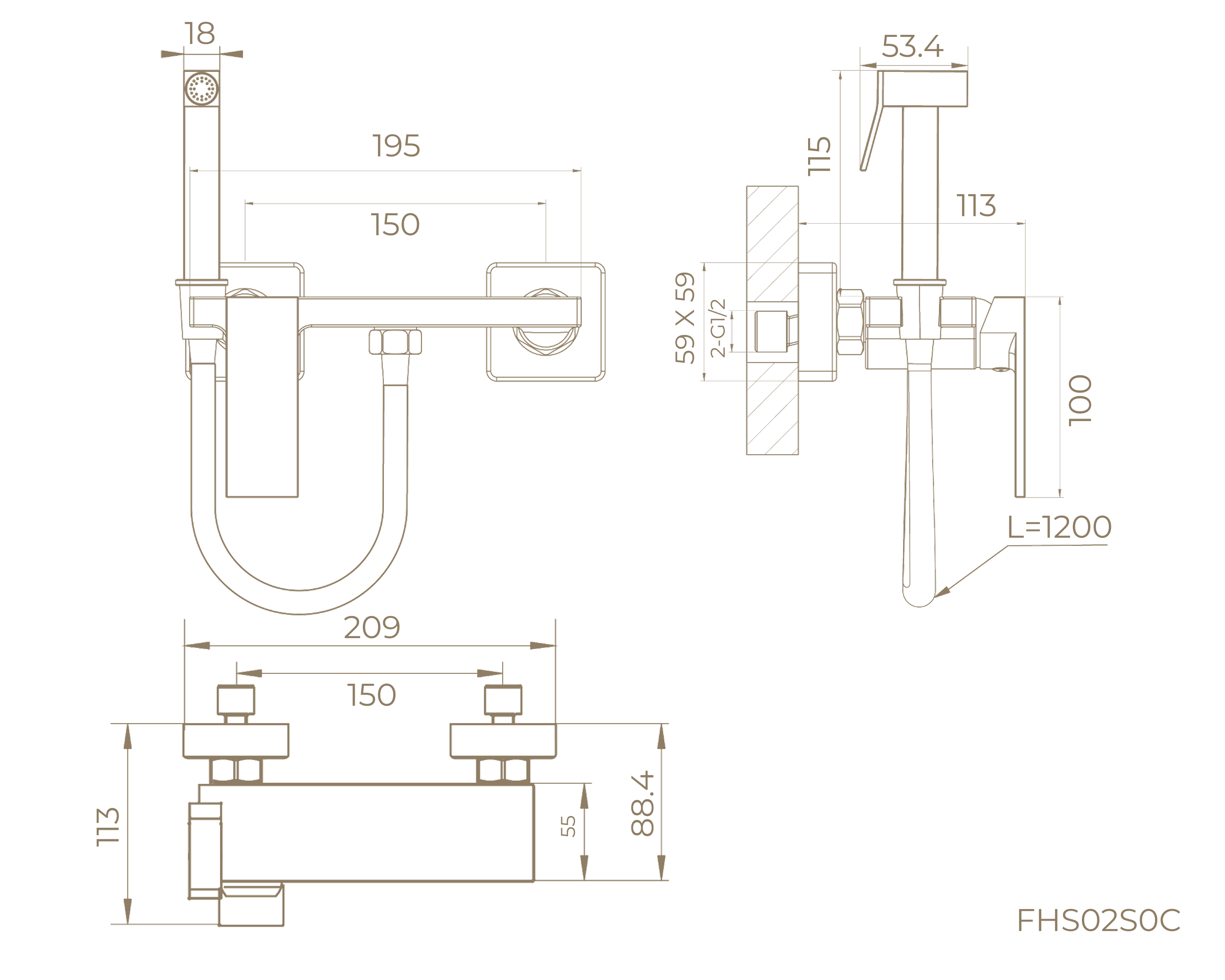 Смеситель с гигиеническим душем FHS02S0C