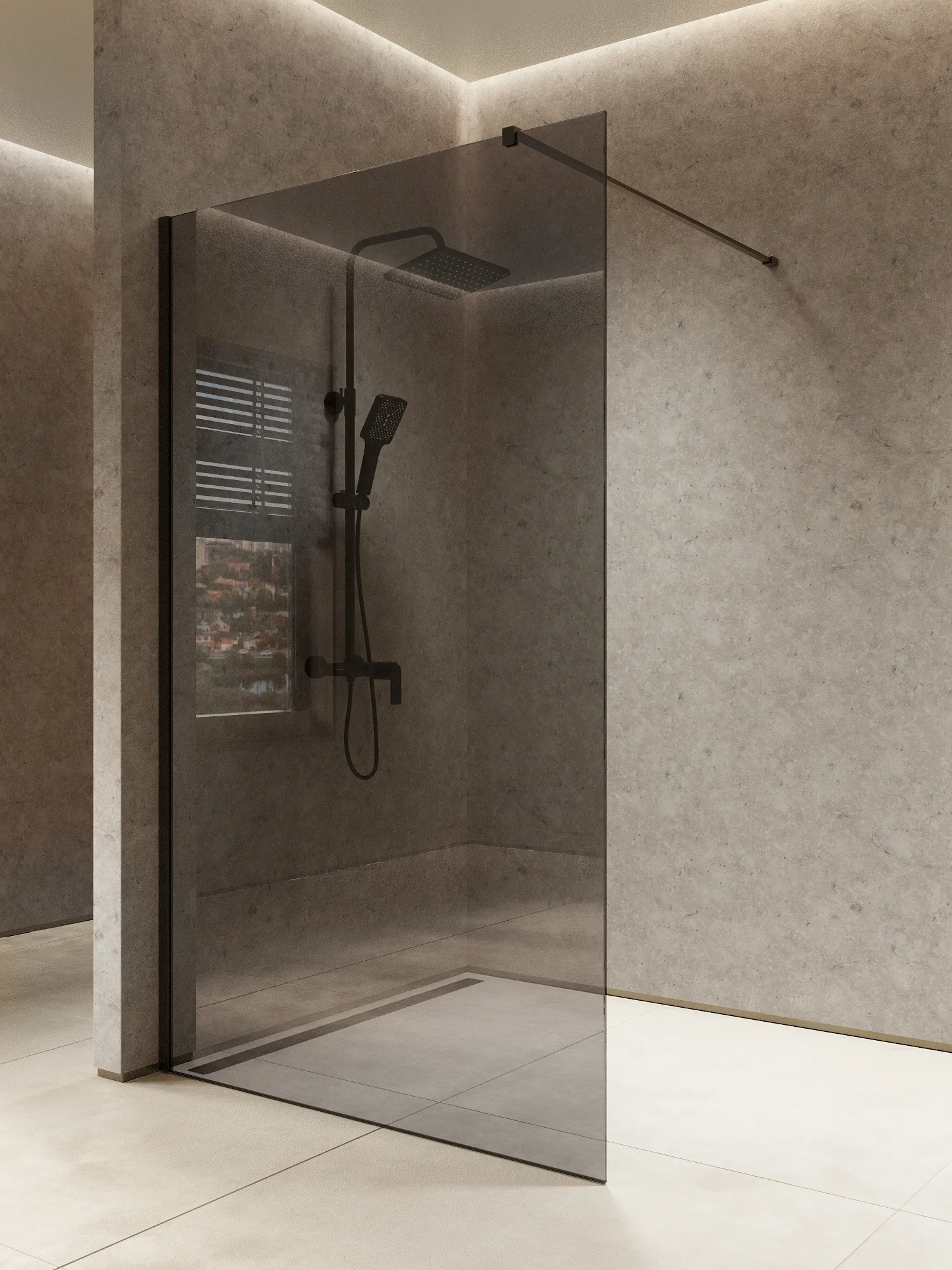 Перегородка душевая Walk In WI120TG0BL