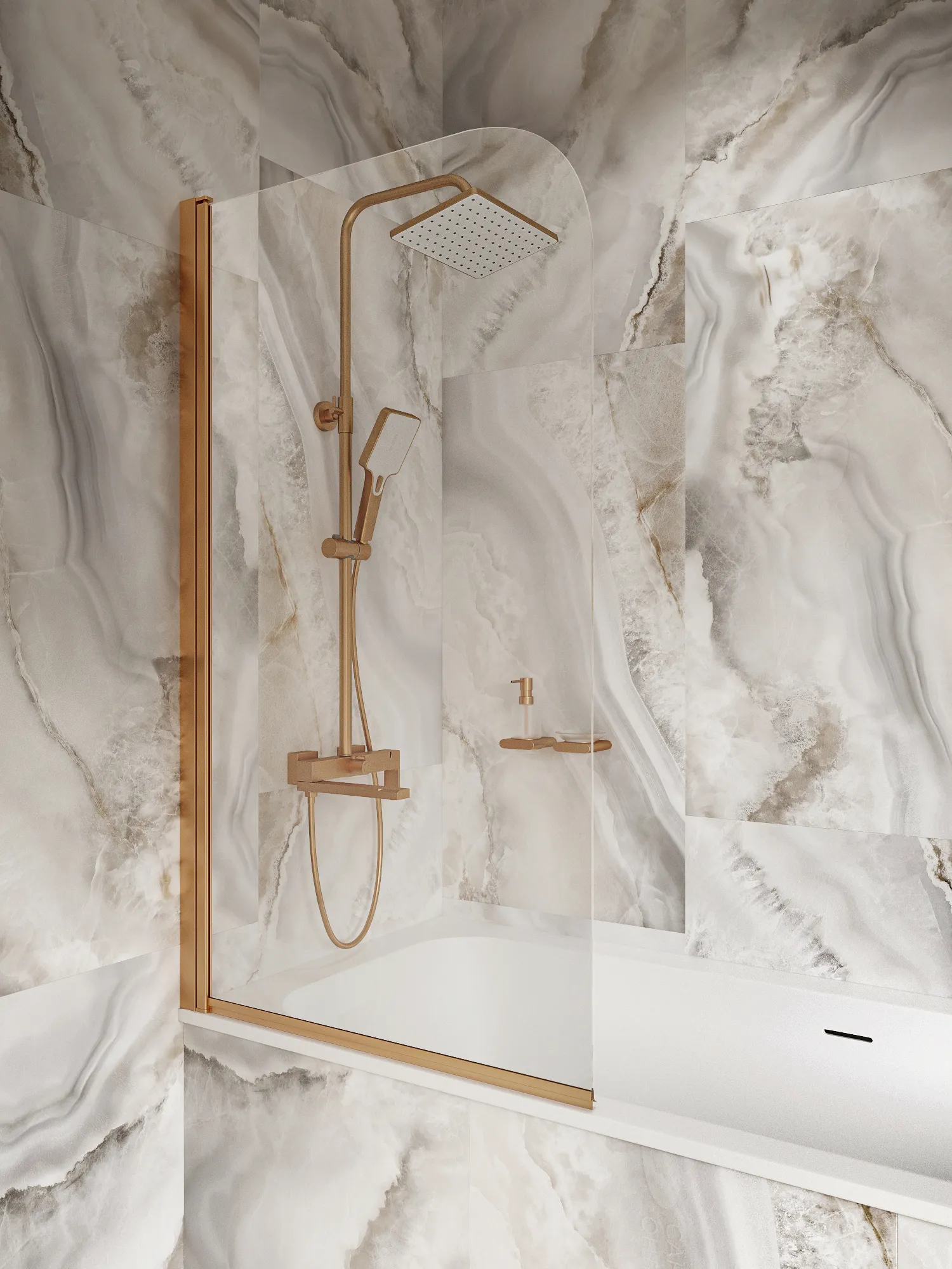 Штора стеклянная на ванну BS080CG0RB