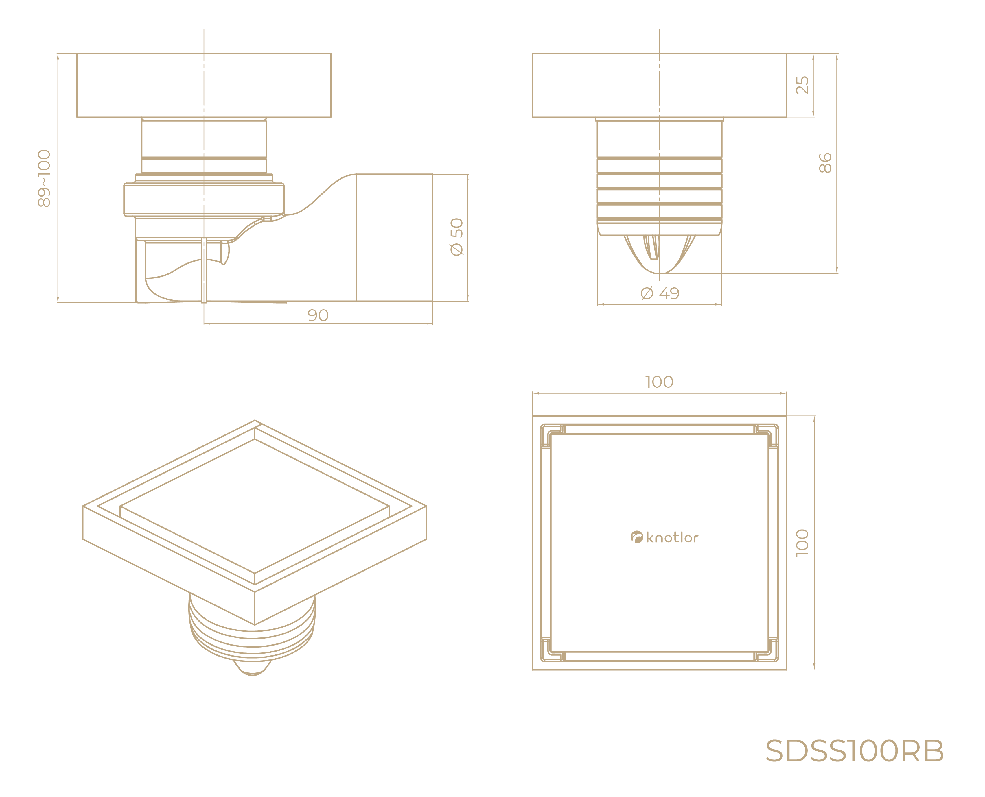Трап для душа точечный SDSS100RB