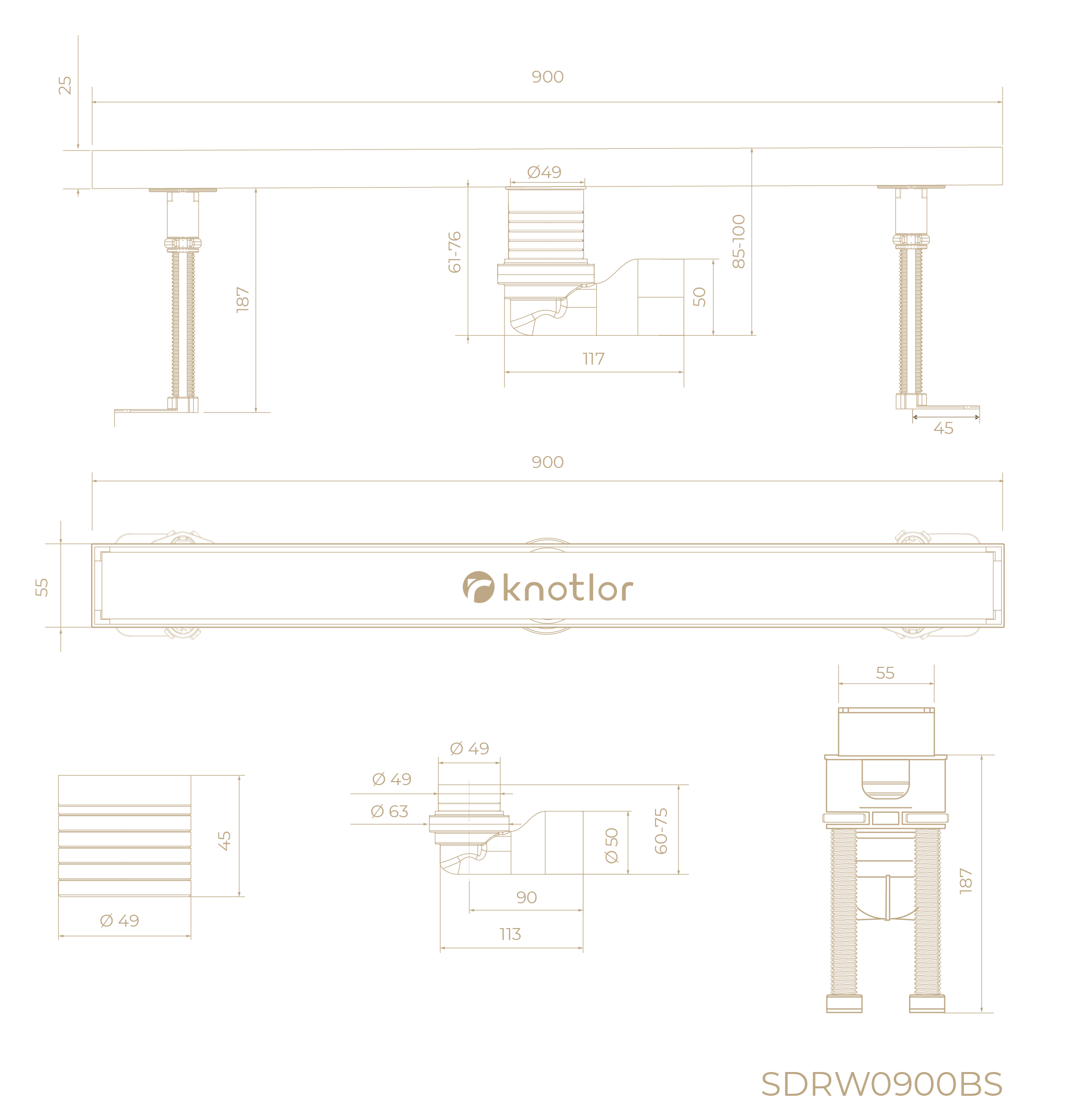 Трап для душа линейный SDRW0900BS