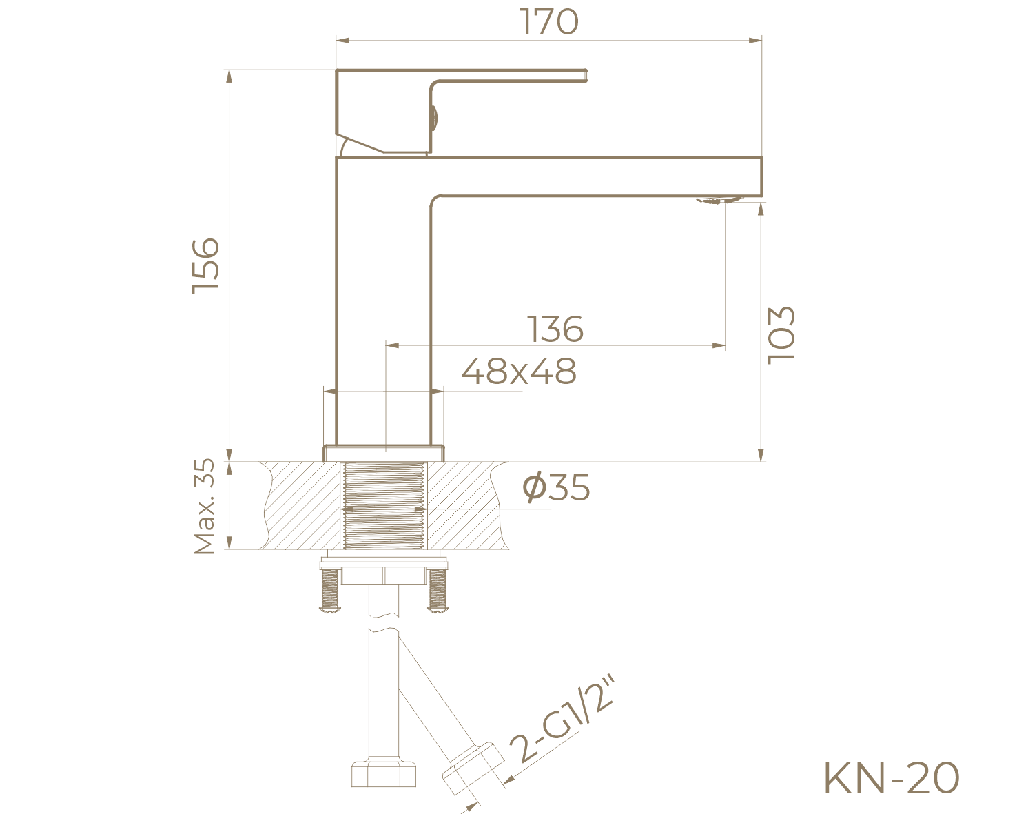 Смеситель для раковины KN-20/GMP