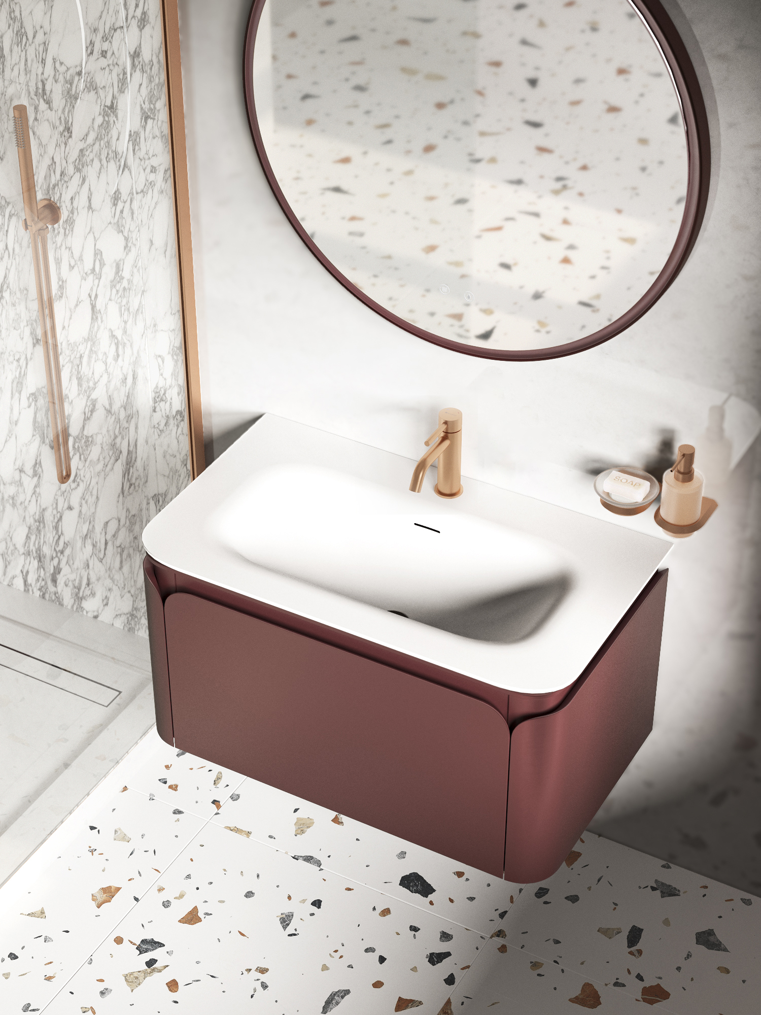 FWB310800WY, Bloom, 80 см, встраиваемая, искуственный камень, Белая матовая