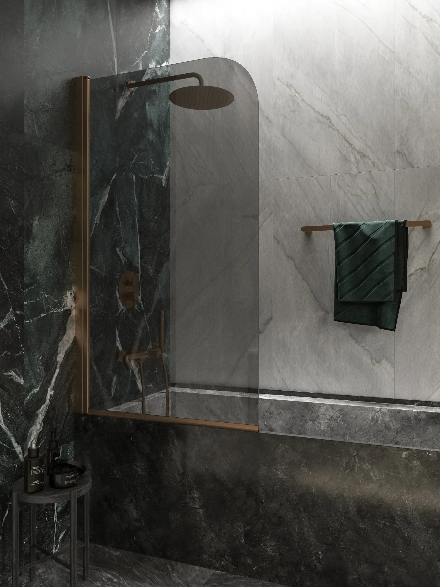 Штора стеклянная на ванну BS080TG0RB