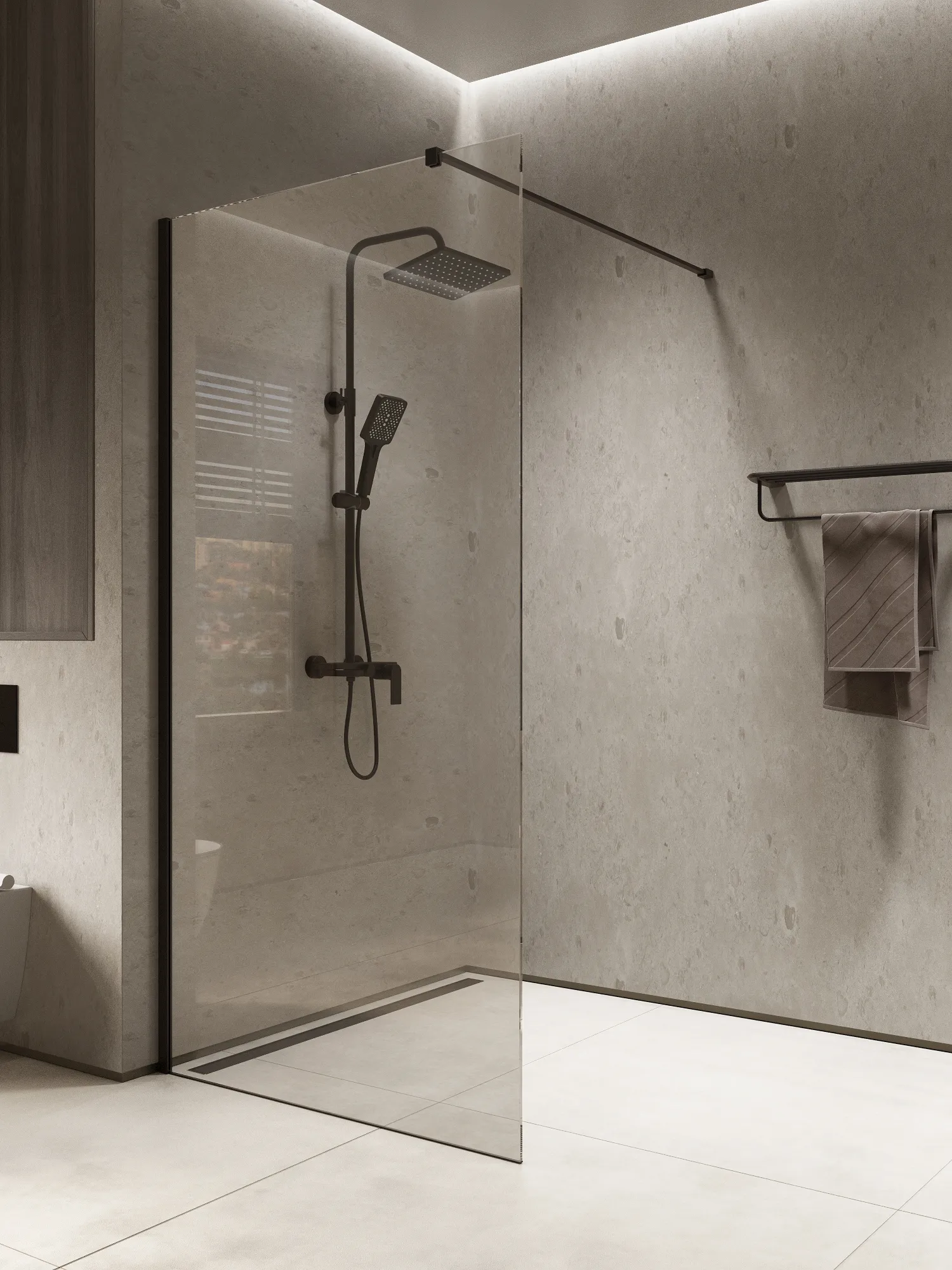 Перегородка душевая Walk In WI100CG0BL