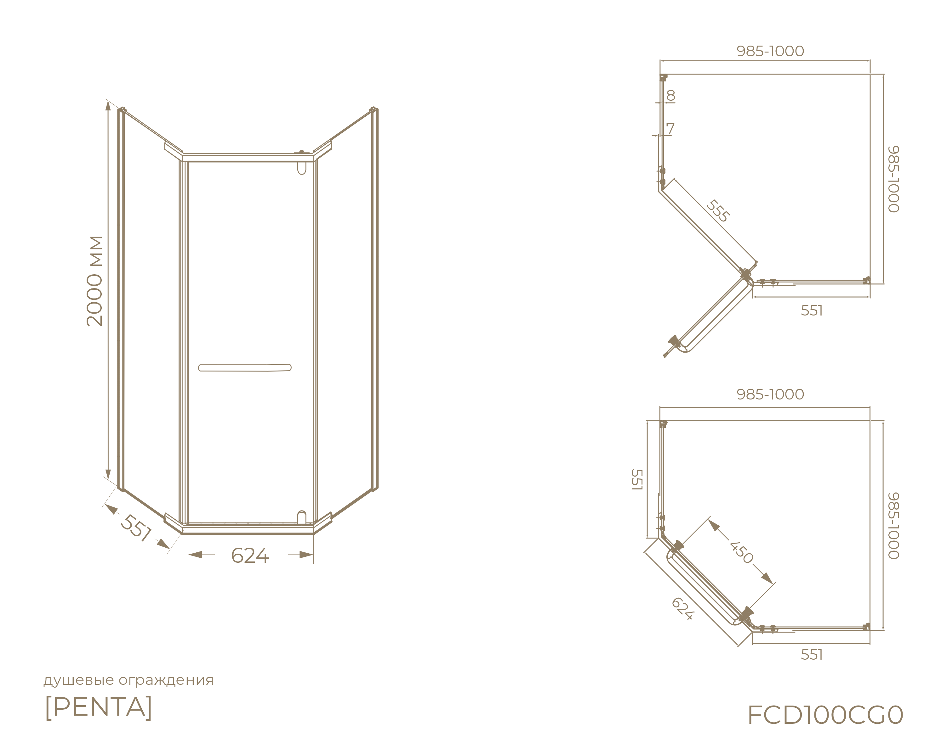 Душевой уголок FCD100CG0BL