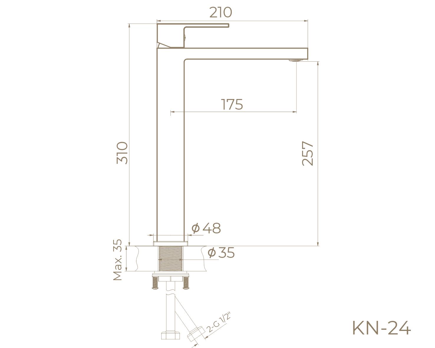 Смеситель для накладной раковины KN-24/RBP