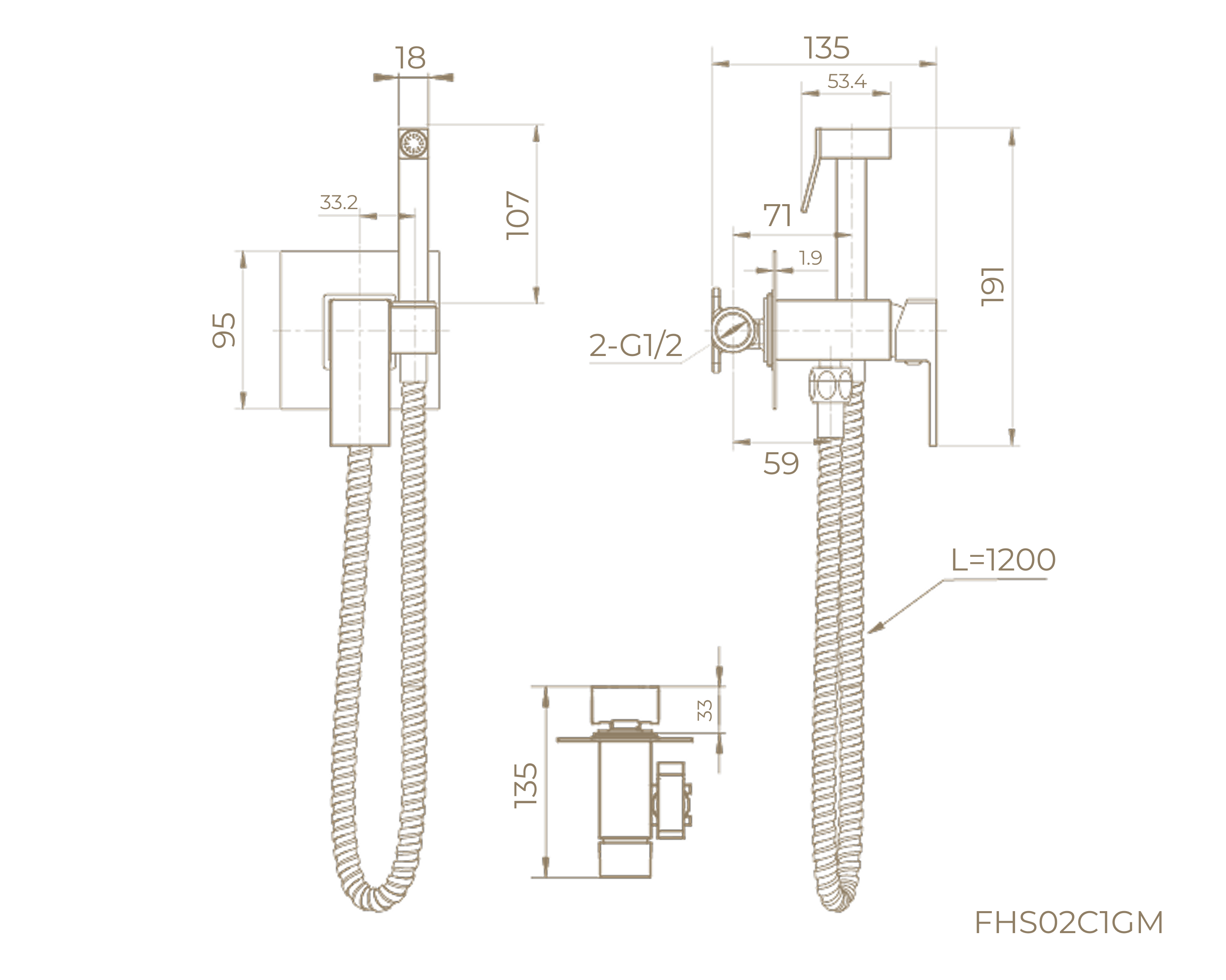 Смеситель с гигиеническим душем FHS02C1GM