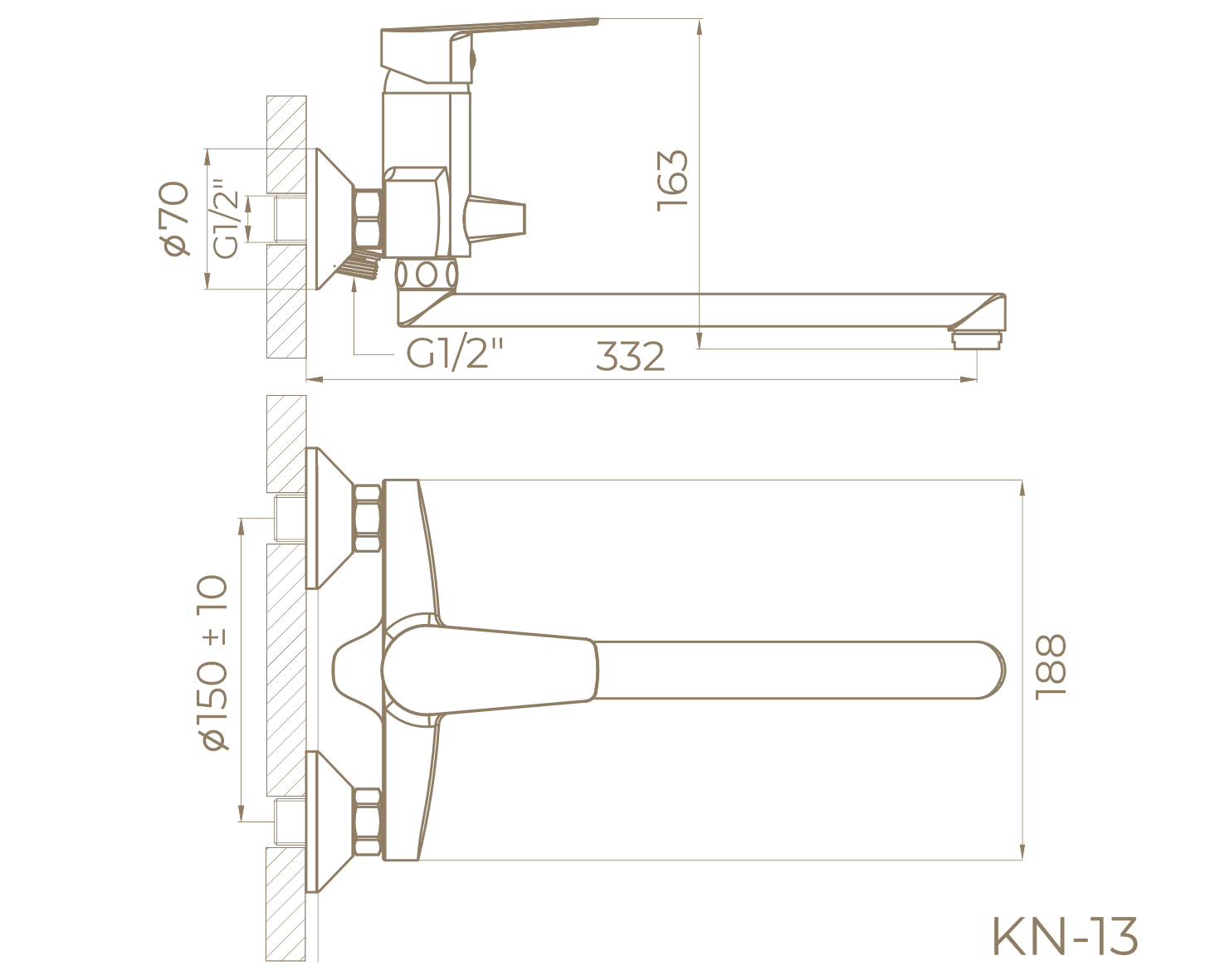 Смеситель для ванны с душем KN-13