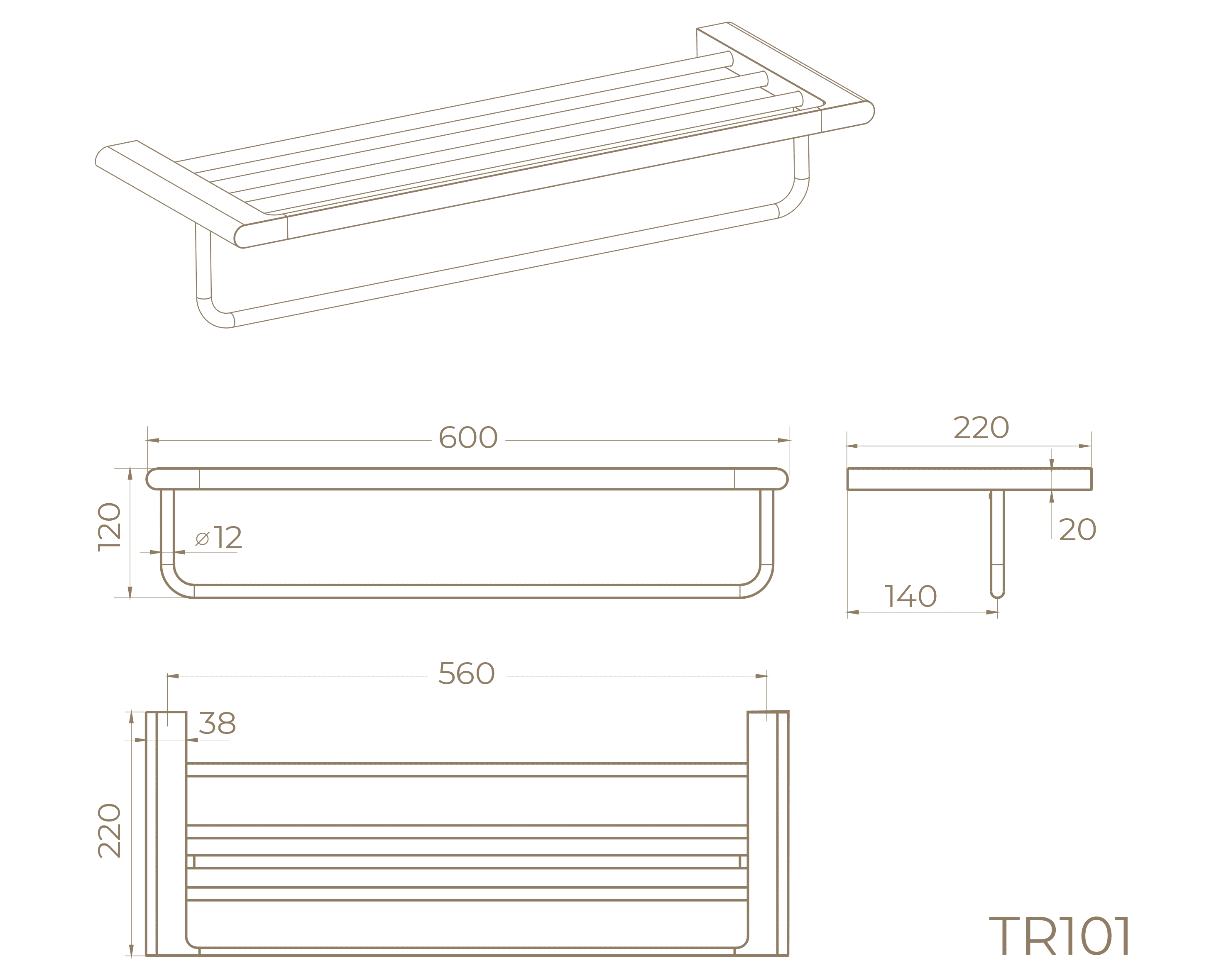 Полка для полотенец TR101GM