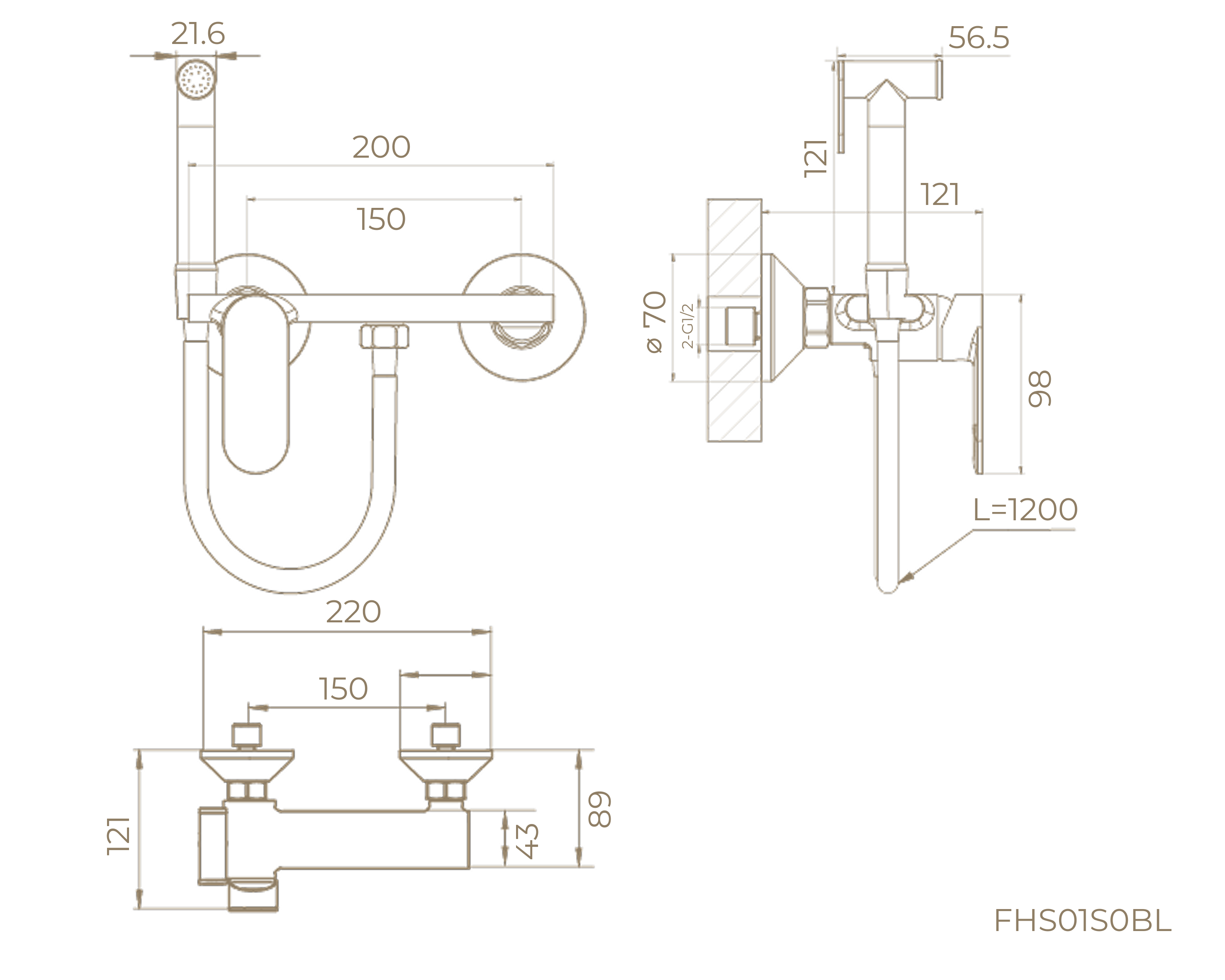 Смеситель с гигиеническим душем FHS01S0BL
