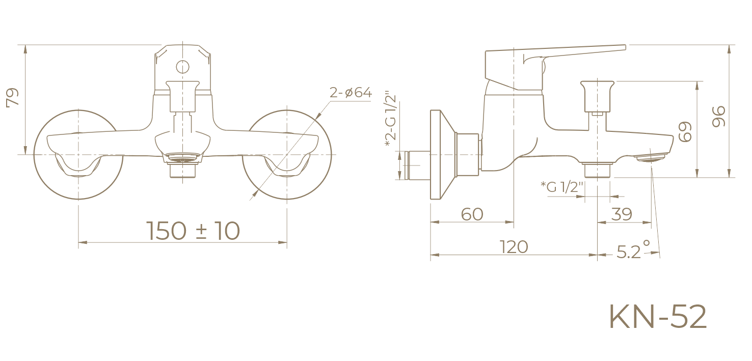 Смеситель для ванны с душем KN-52