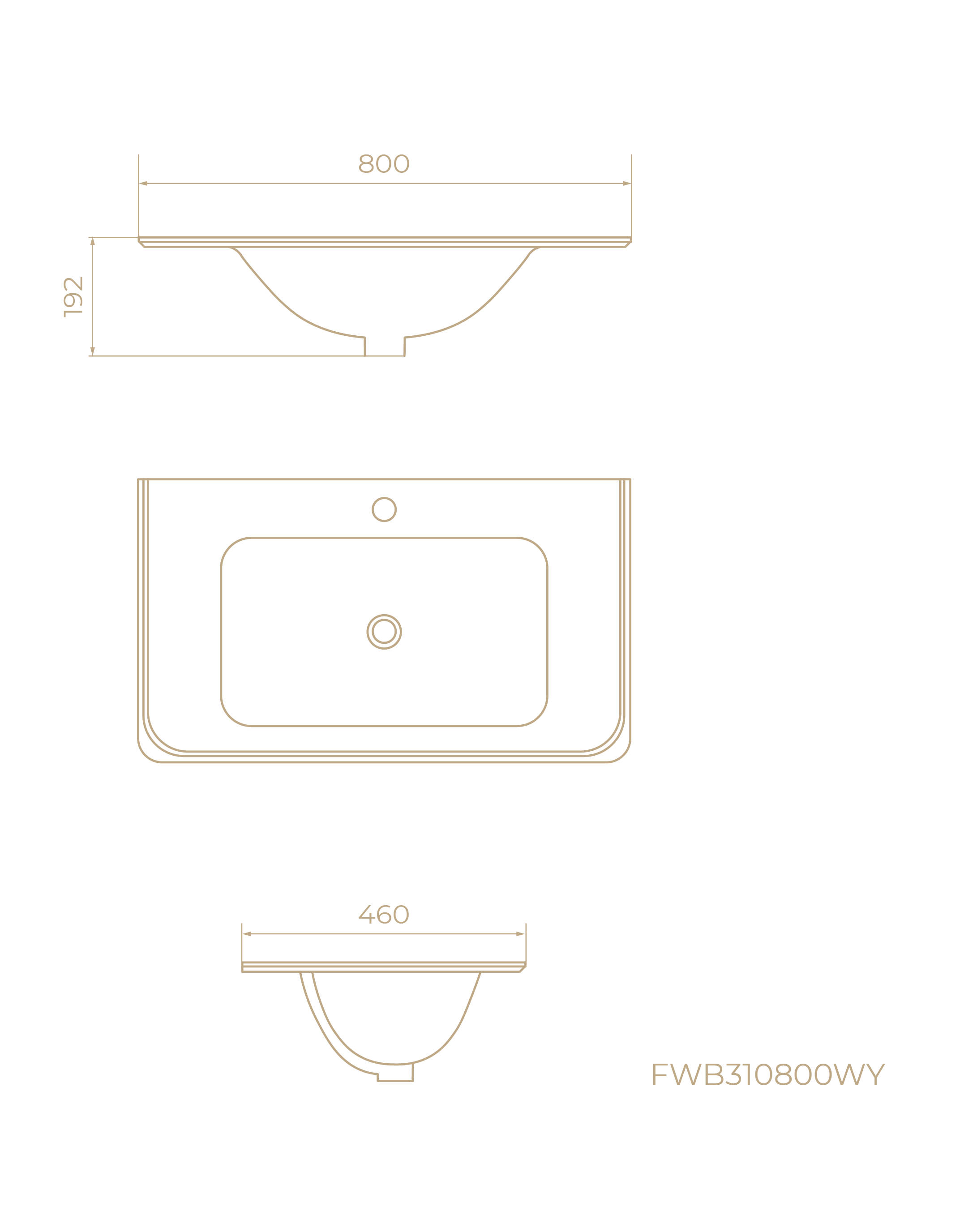 FWB310800WY, Bloom, 80 см, встраиваемая, искуственный камень, Белая матовая
