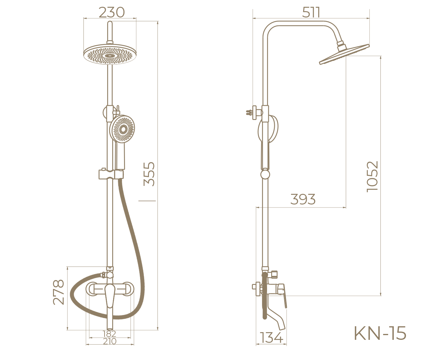 Душевая система с верхним тропическим душем KN-15