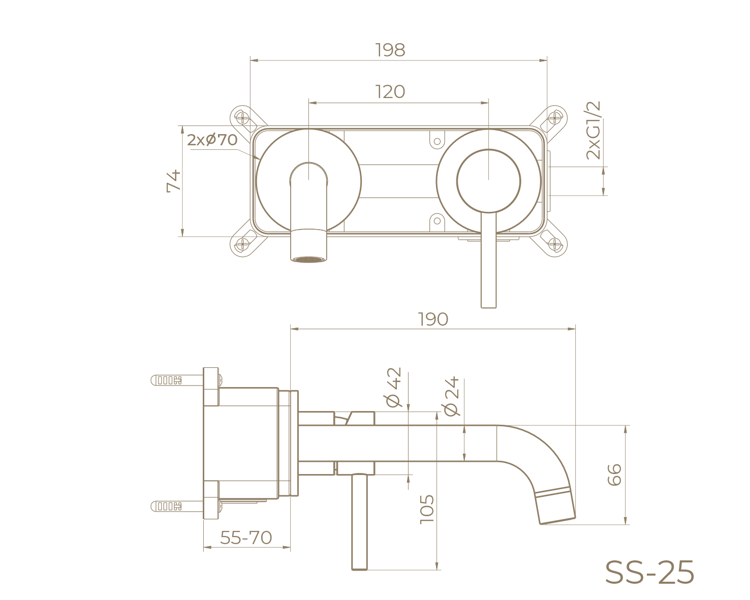 Встраиваемый смеситель для раковины SS-25