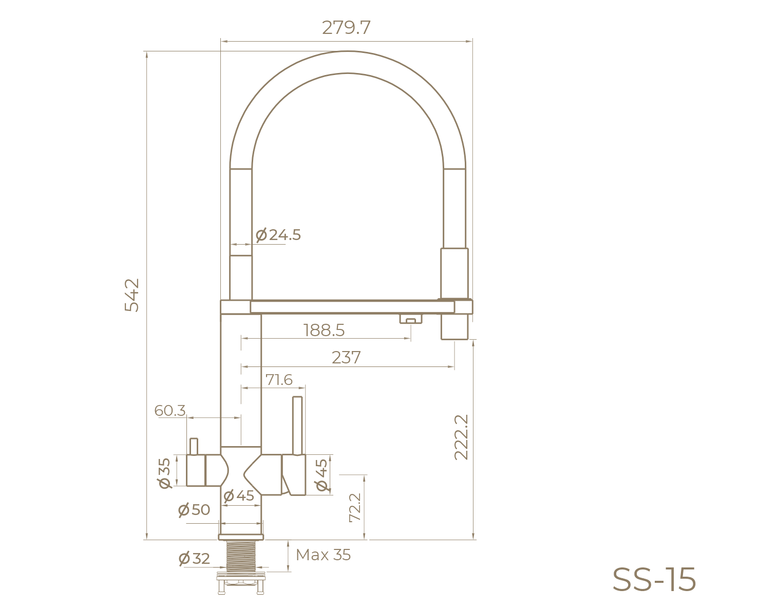Смеситель для кухни с каналом для питьевой воды SS-15/GM