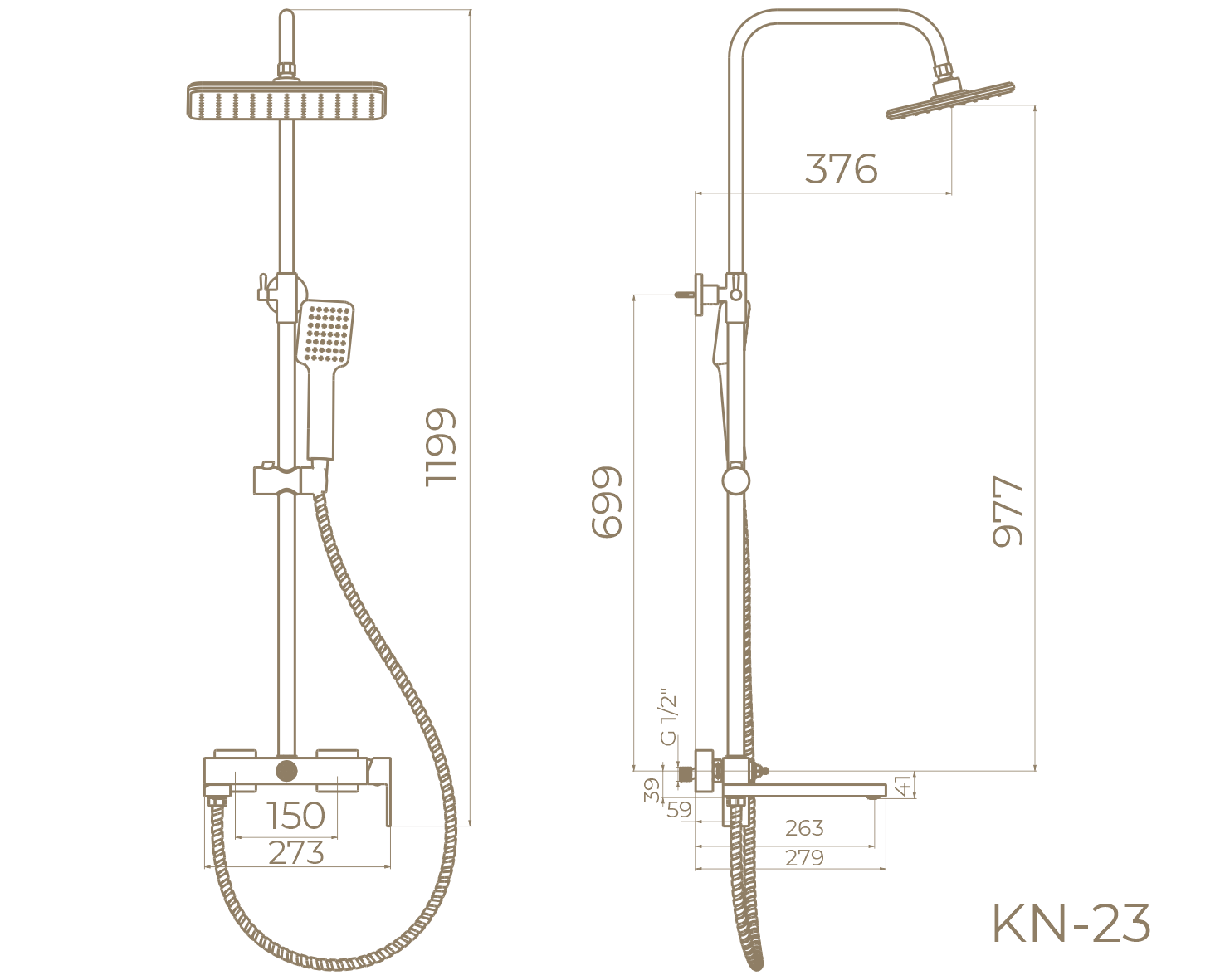 Душевая система с верхним тропическим душем KN-23/RB