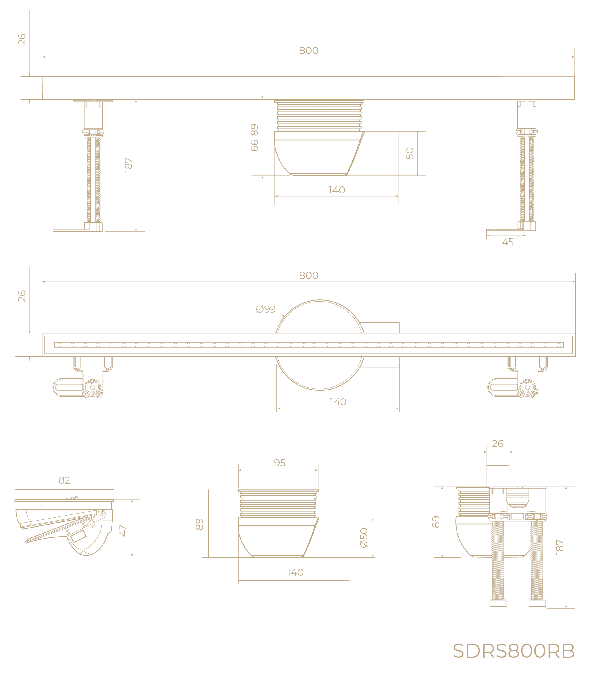 Трап для душа линейный, щелевой SDRS0800RB