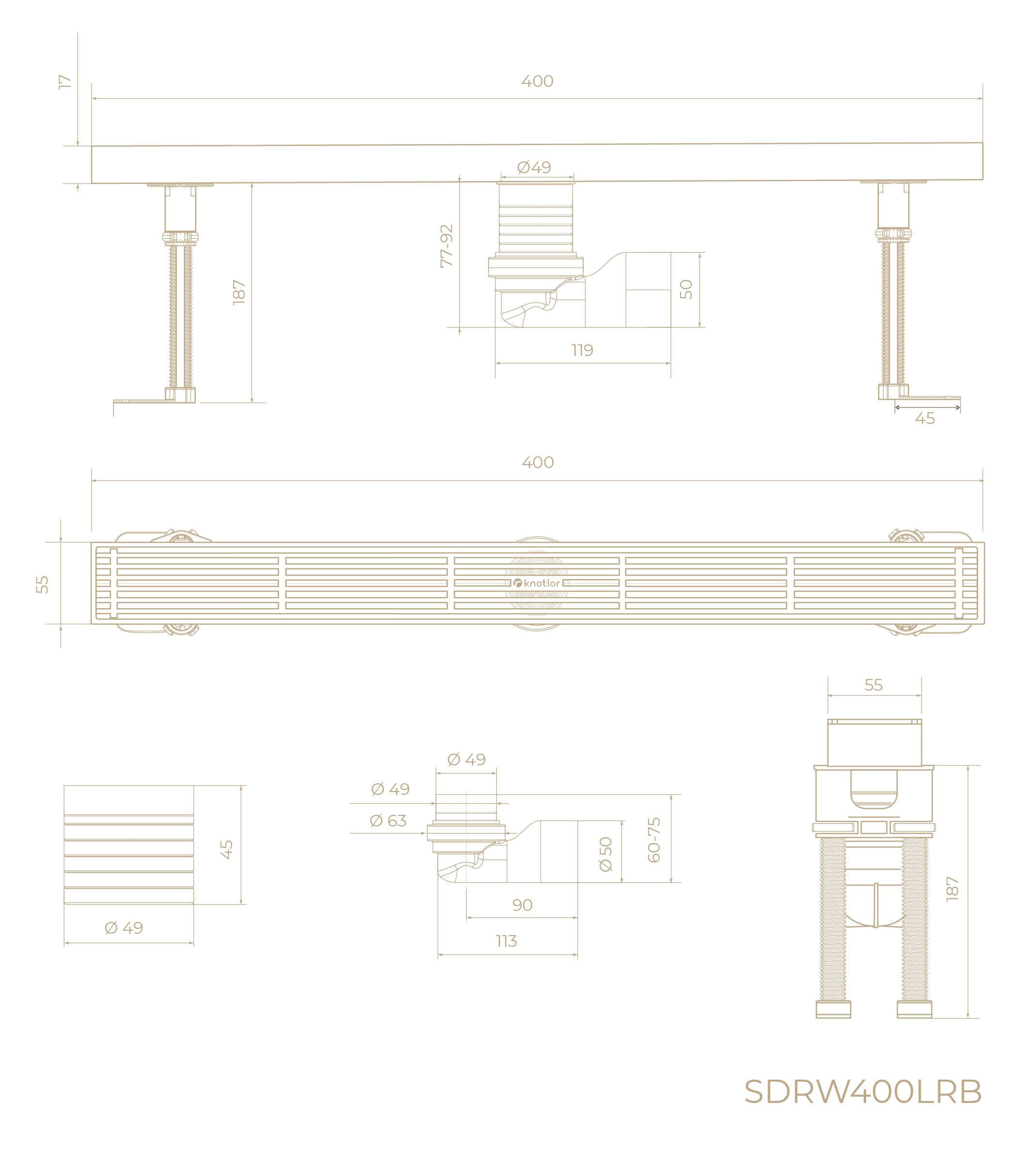 Трап для душа линейный SDRW0400LRB